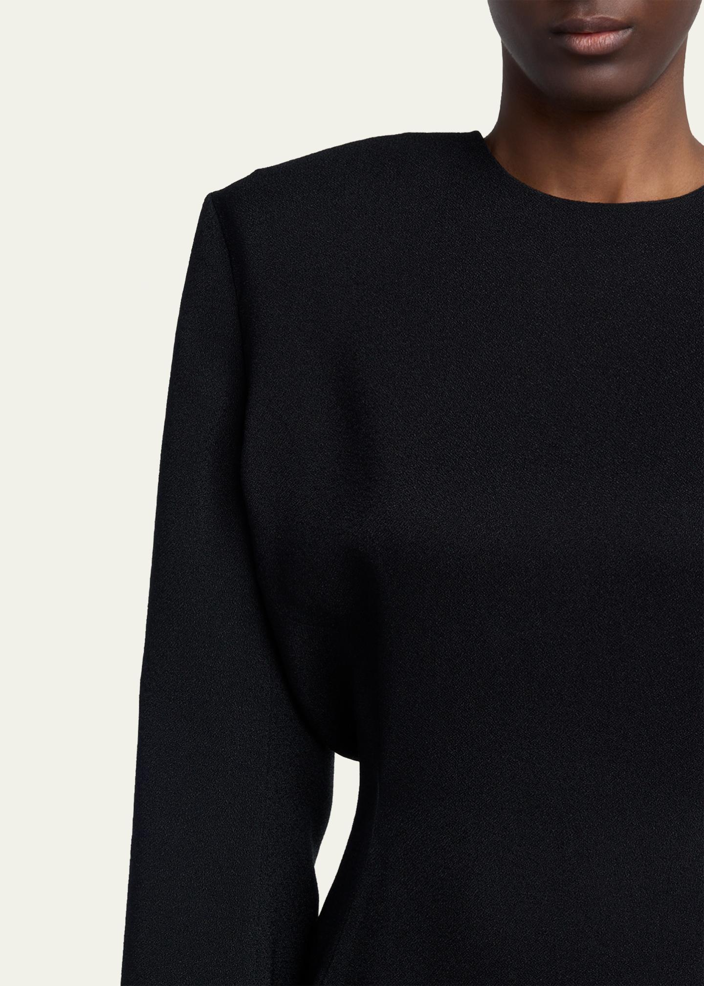  Stella Mccartny ウールブラック ベスト Stella McCartney Long-Sleeve Belted Faux-Fur Peplum Midi Dress
