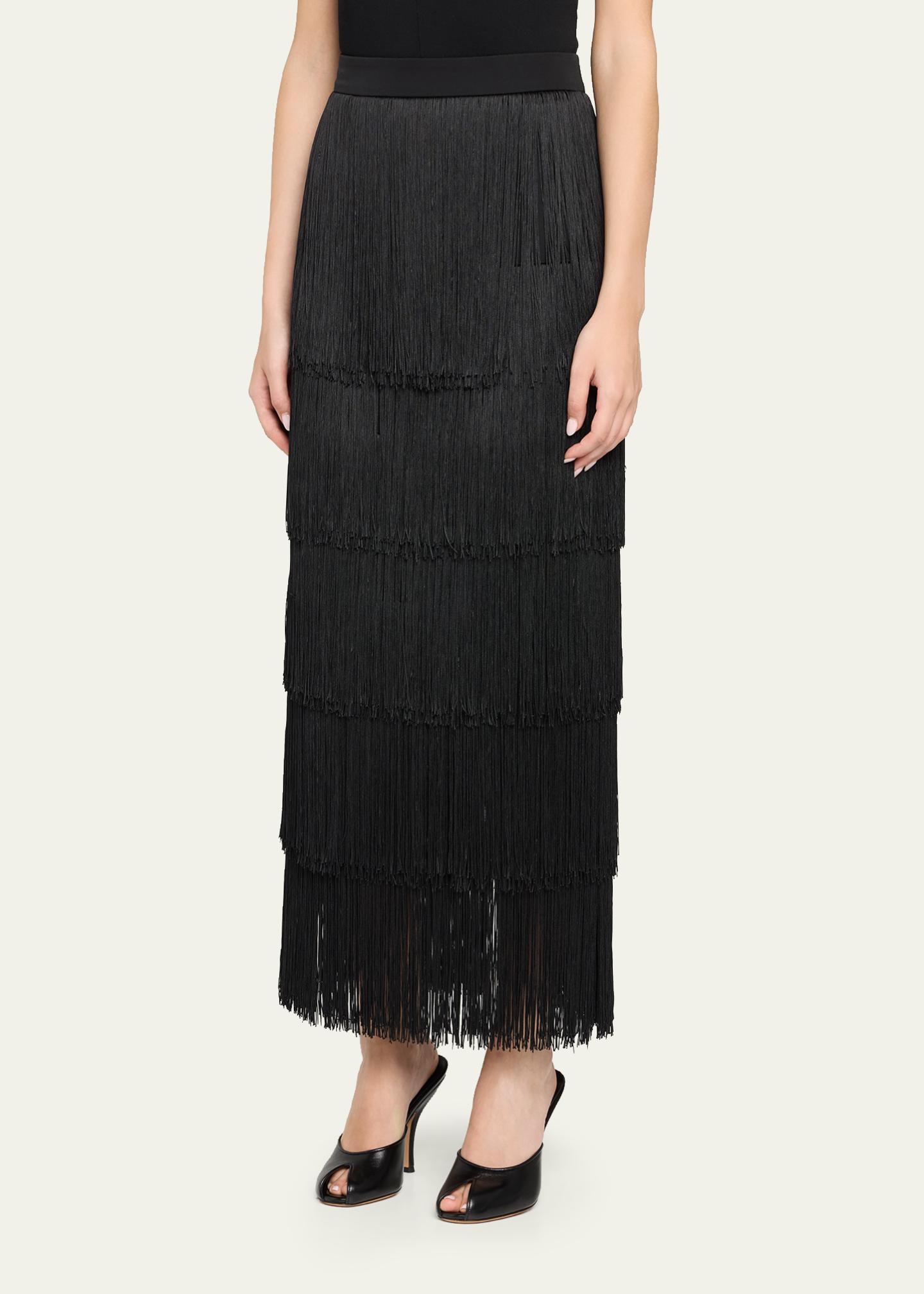L'AGENCE Karolyn Fringe Midi Skirt - Bergdorf Goodman