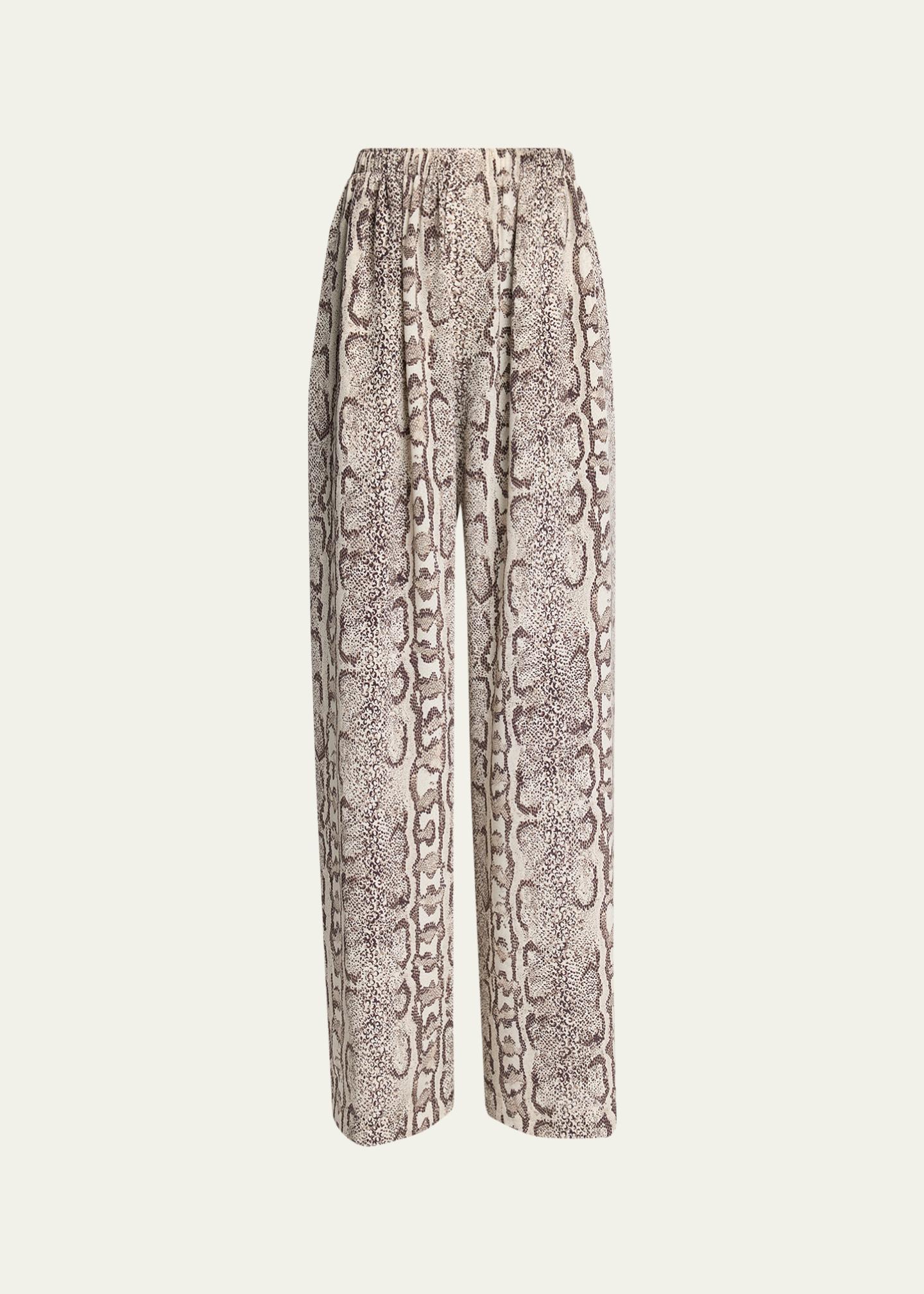 Balenciaga Python-Print Silk Crepe Wide-Leg Pants - Bergdorf Goodman