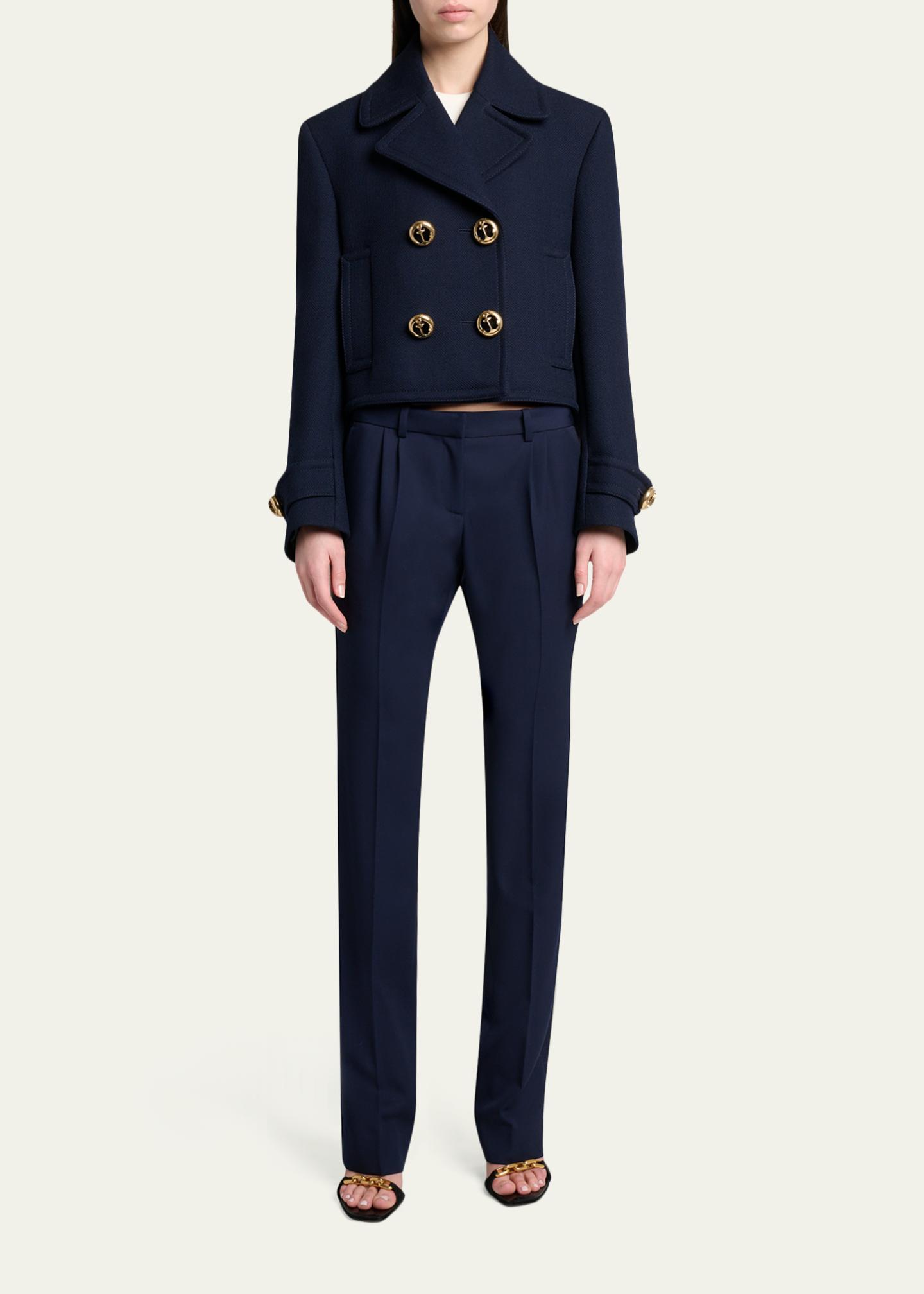 Balenciaga Double-Breasted Textured Wool Short Peacoat - Bergdorf
