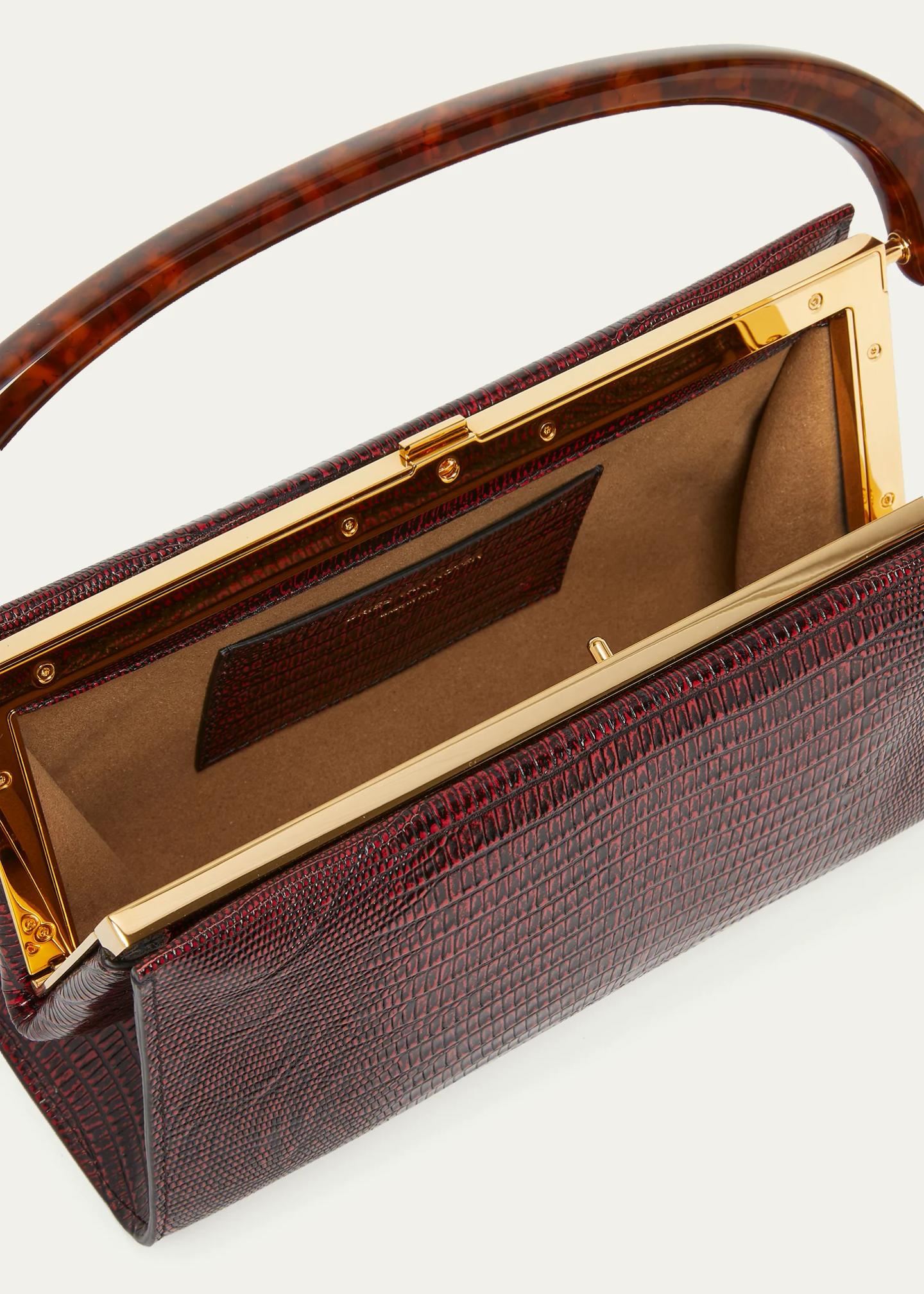 Dries Van Noten Lizard-Embossed Leather Top-Handle Bag - Bergdorf Goodman