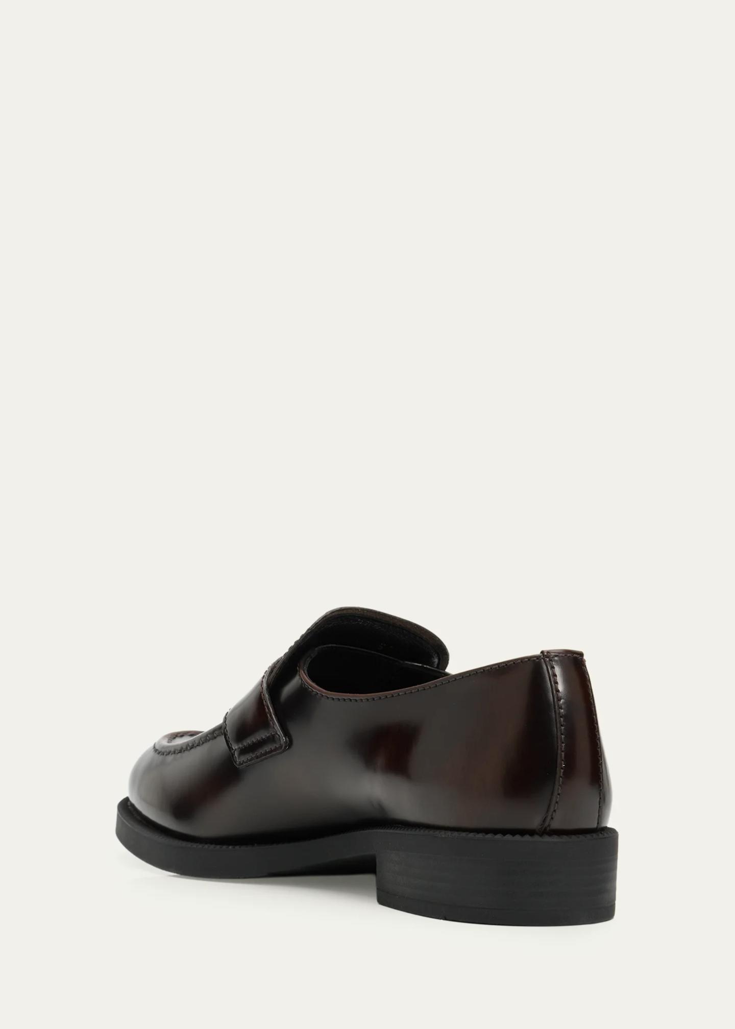 Prada Triangle Logo Spazzolato Leather Loafers - Bergdorf Goodman
