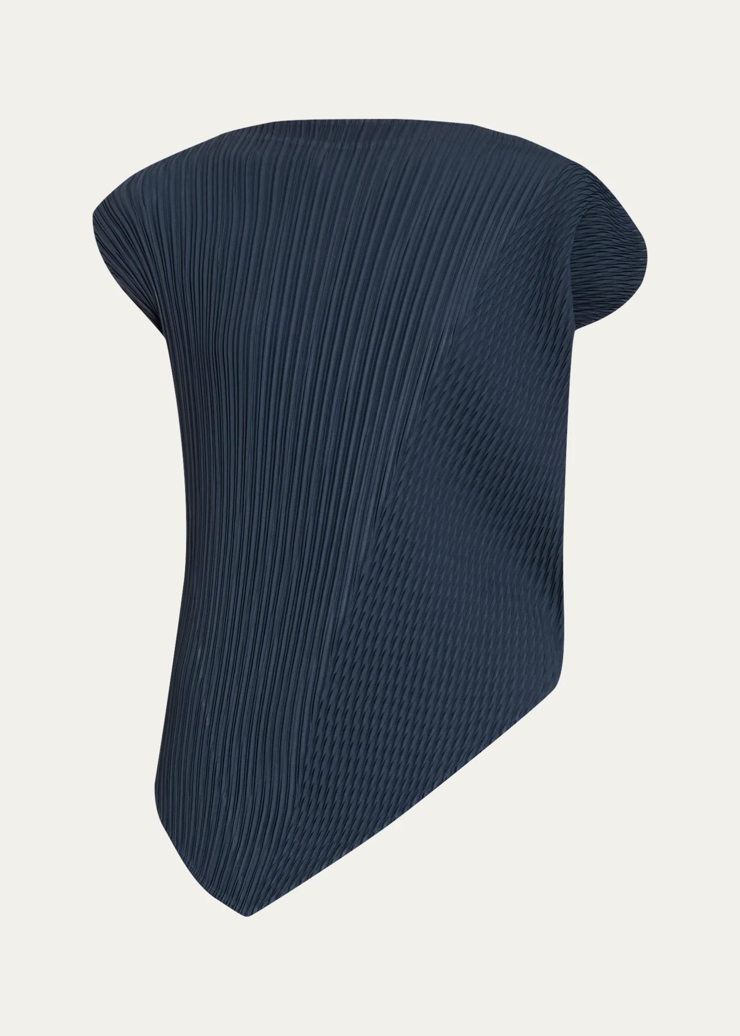 Issey Miyake Leaf Pleats Asymmetric Cap-Sleeve Top - Bergdorf Goodman