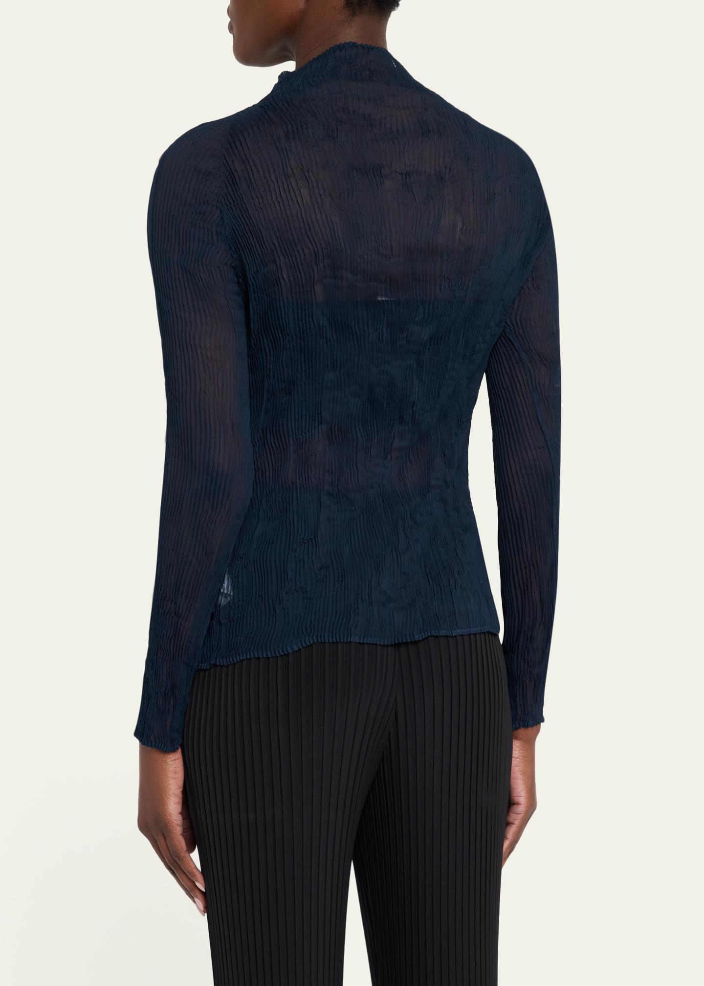 Issey Miyake Twisted Chiffon Long-Sleeve Top - Bergdorf Goodman