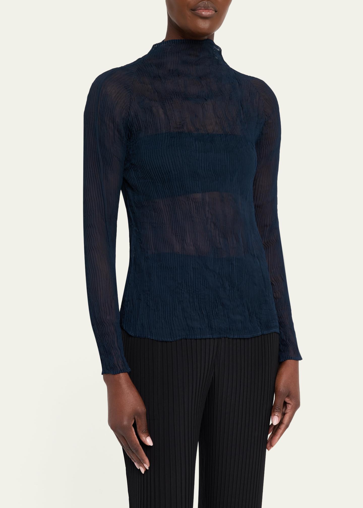 ISSEY MIYAKE CHIFFON TWIST ブラック 黒 長袖 Issey Miyake Twisted Chiffon Long-Sleeve Top - Bergdorf Goodman