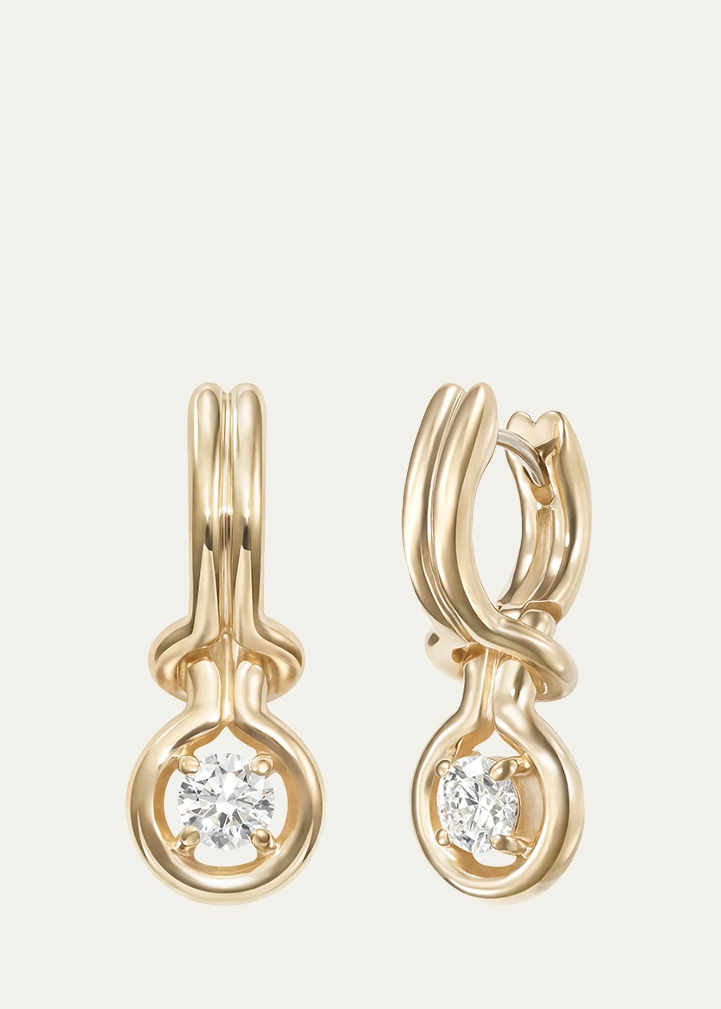Melissa Kaye 18K Yellow Gold Rocky Earrings with Diamonds, Small ...
