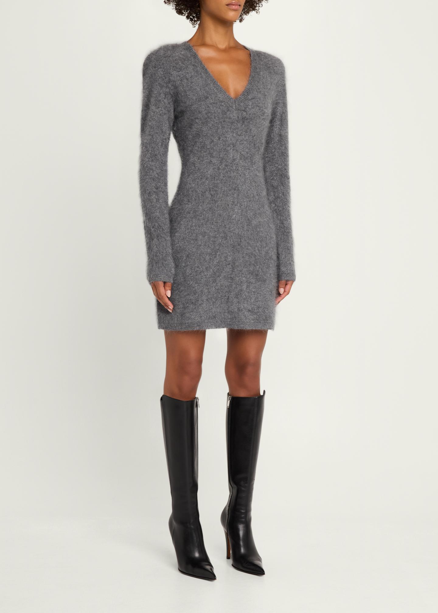 grey mini sweater dress Toccin Sara Brushed Cashmere Turtleneck sweater