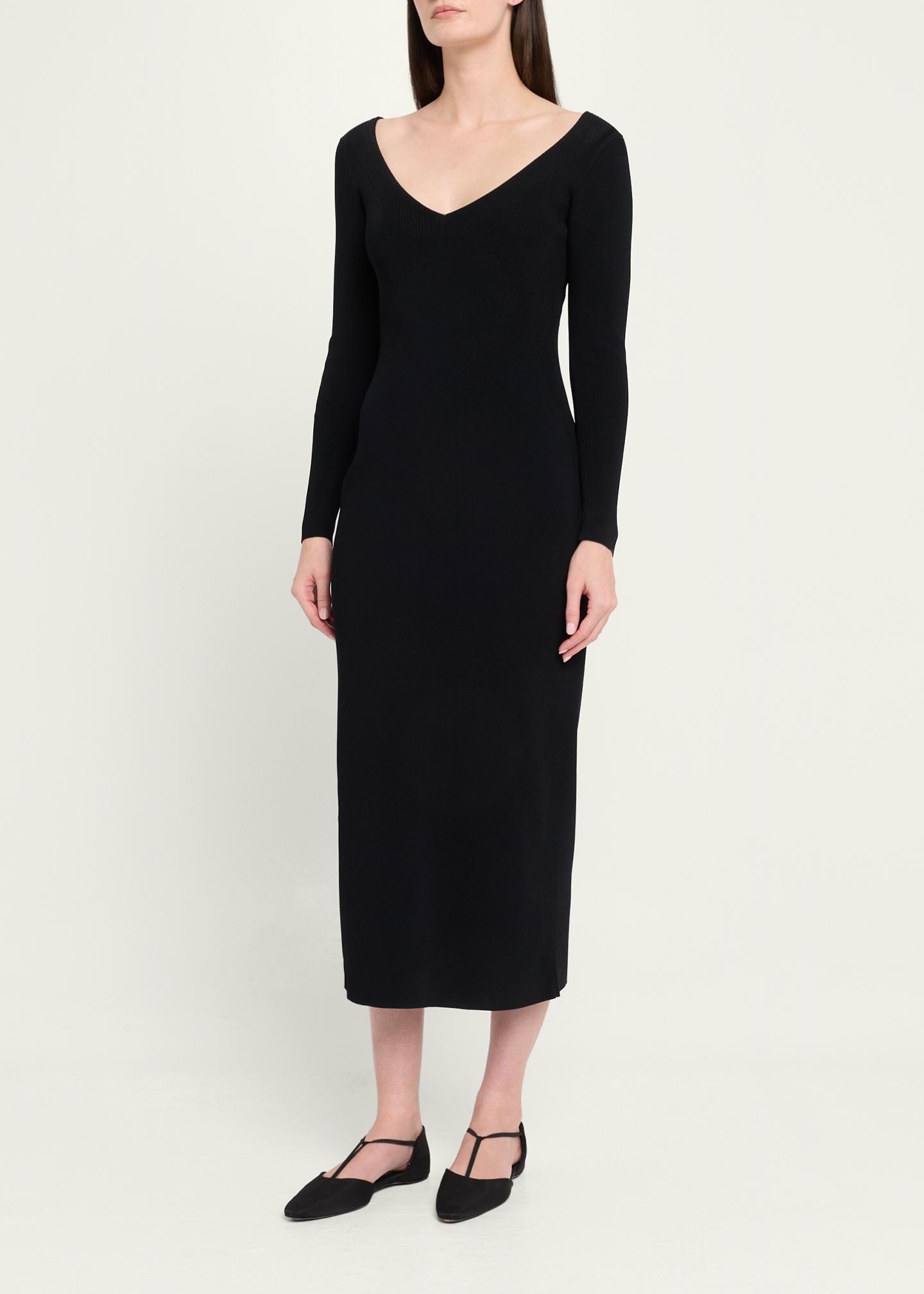 fforme knit dresses Lottie Wide V-Neck Ribbed Long-Sleeve Midi Dress Category:HOLIDAY DRESSES