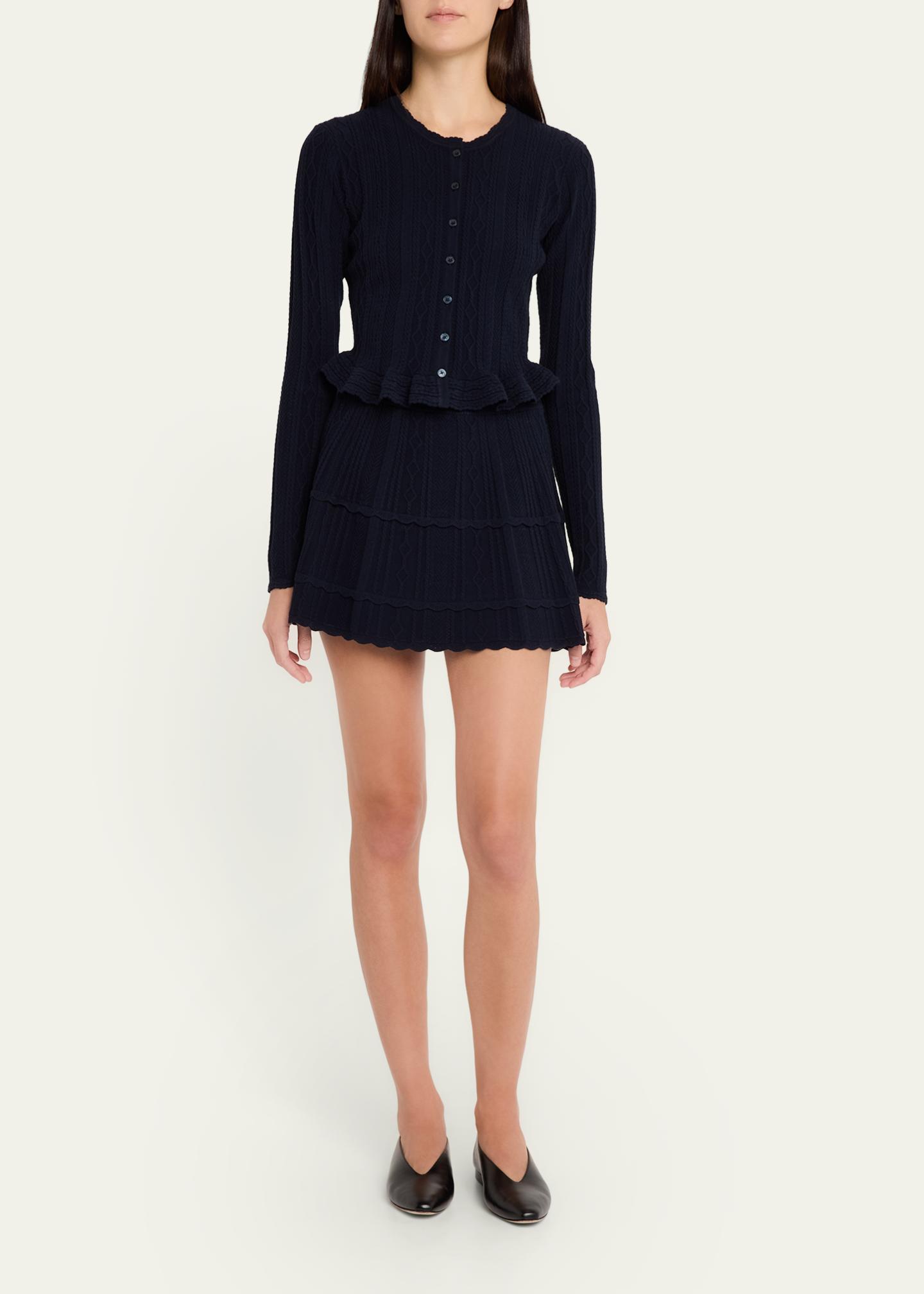 LoveShackFancy Orly Cropped Peplum Cardigan - Bergdorf Goodman