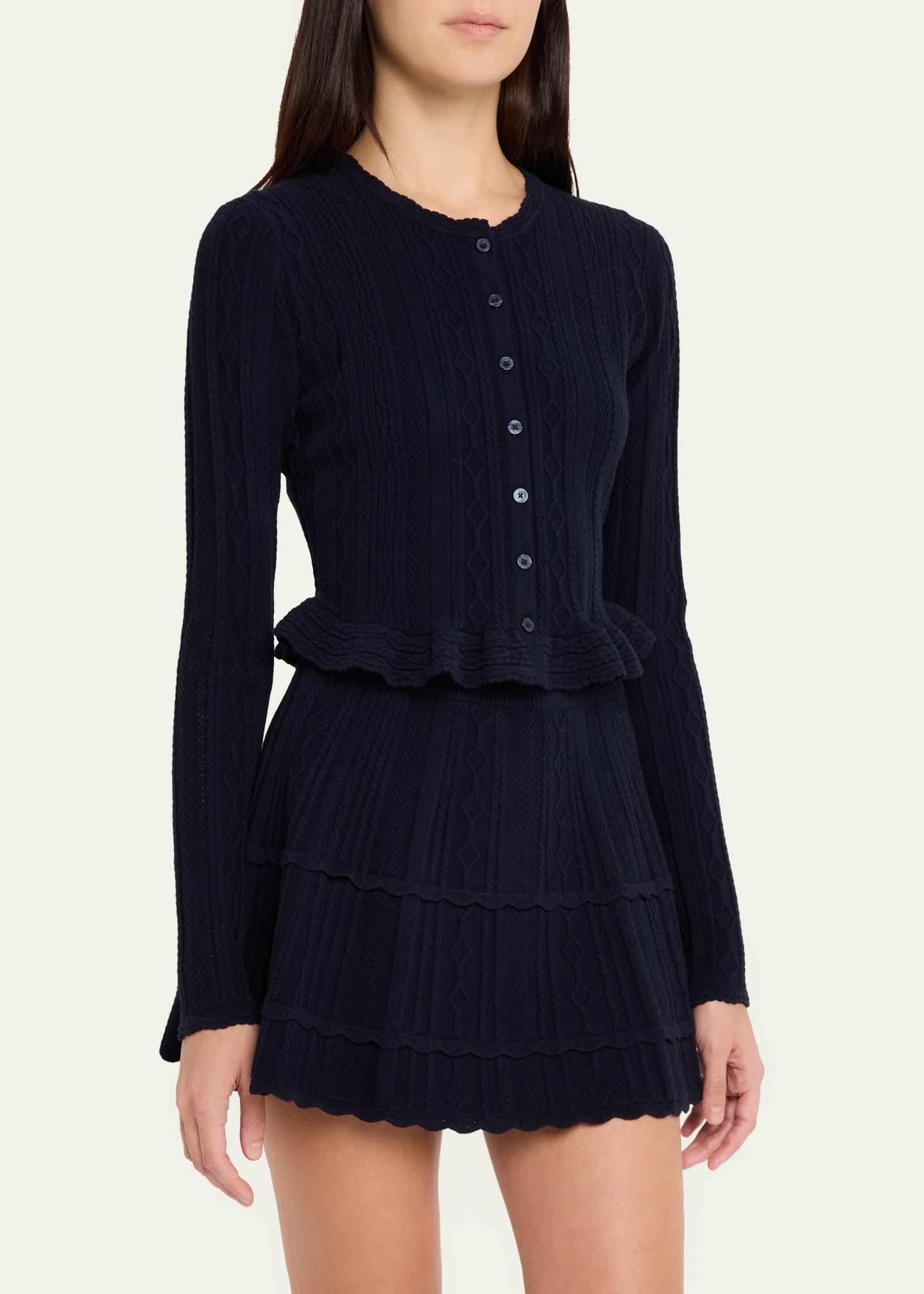 LoveShackFancy Orly Cropped Peplum Cardigan - Bergdorf Goodman