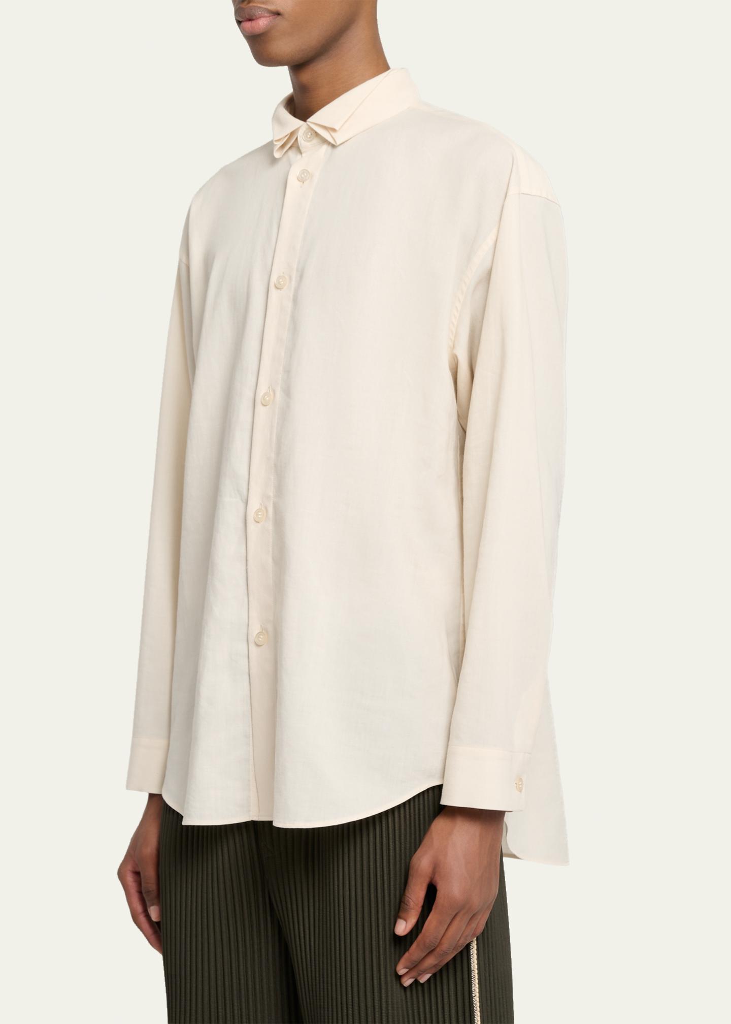 Homme Plissé Issey Miyake Men's Pleated-Collar Dress Shirt