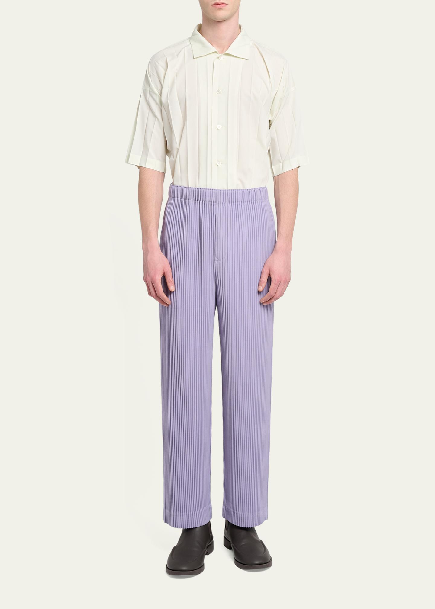 Homme Plissé Issey Miyake Men's Pleated Straight Leg Pull-On Pants