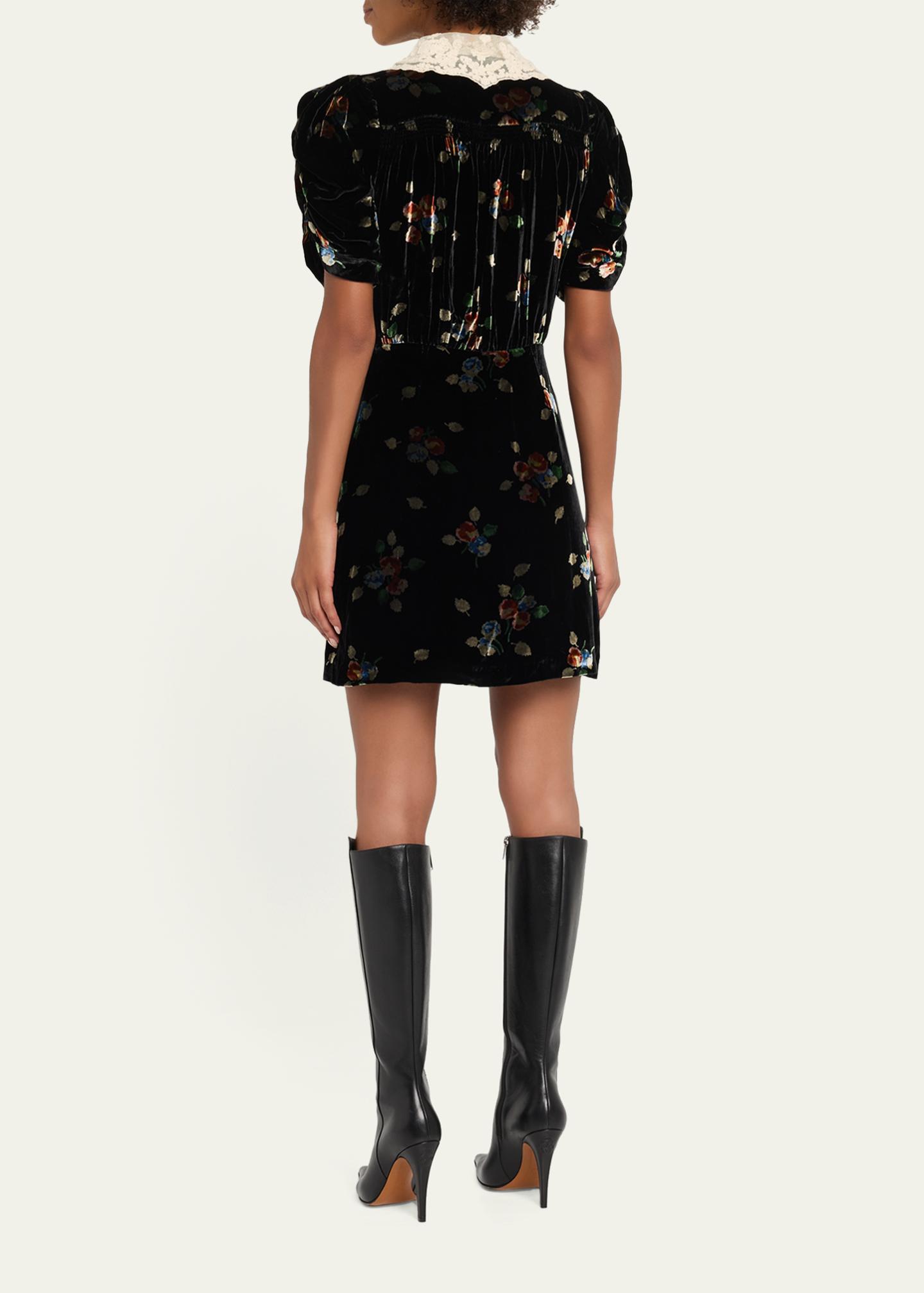 Sea Leda Floral Burnout Velvet Mini Dress