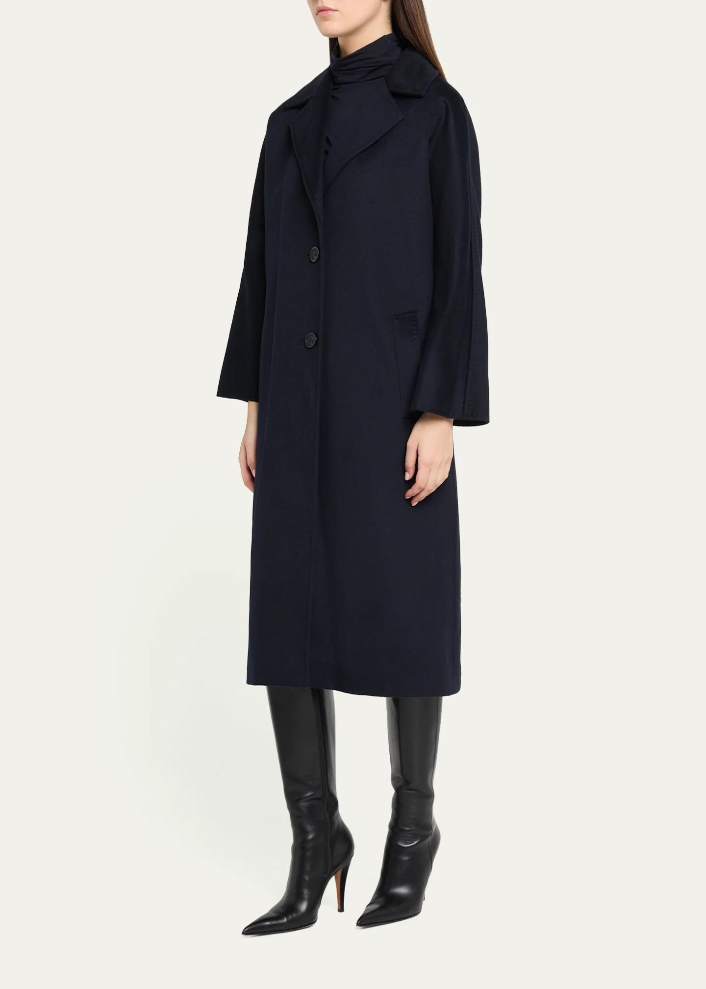 Cinzia Rocca Long Two-Button Notch-Collar Wool Coat, Midnight
