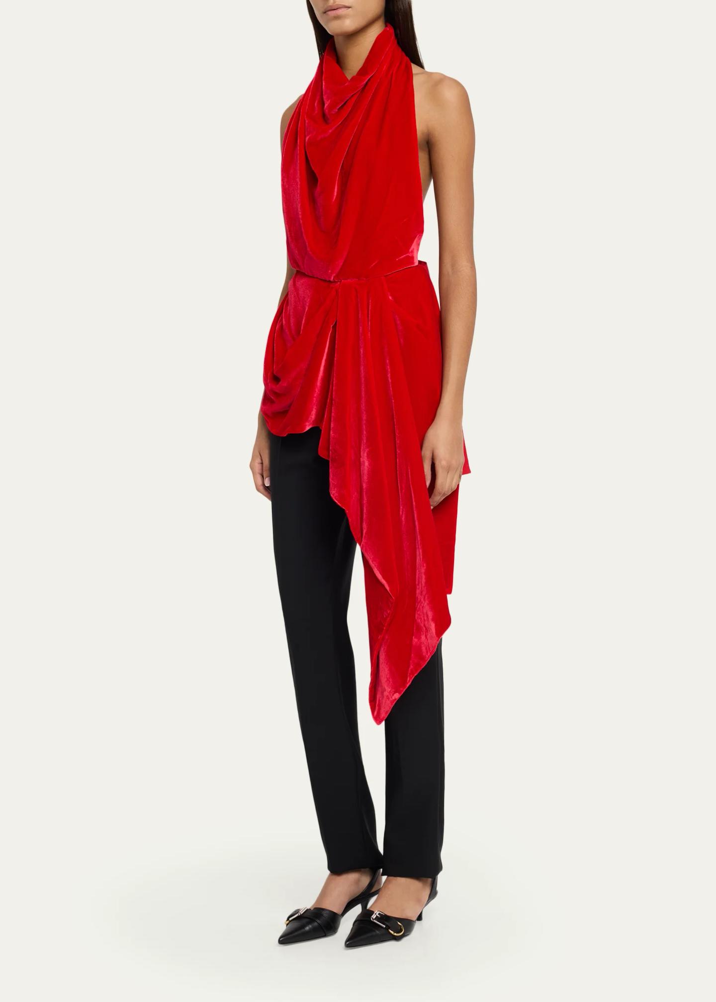 Givenchy Draped Velvet Halter Backless Top - Bergdorf Goodman