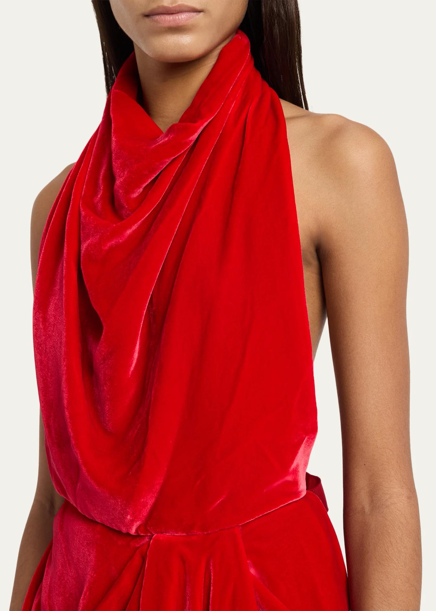 Givenchy Draped Velvet Halter Backless Top - Bergdorf Goodman
