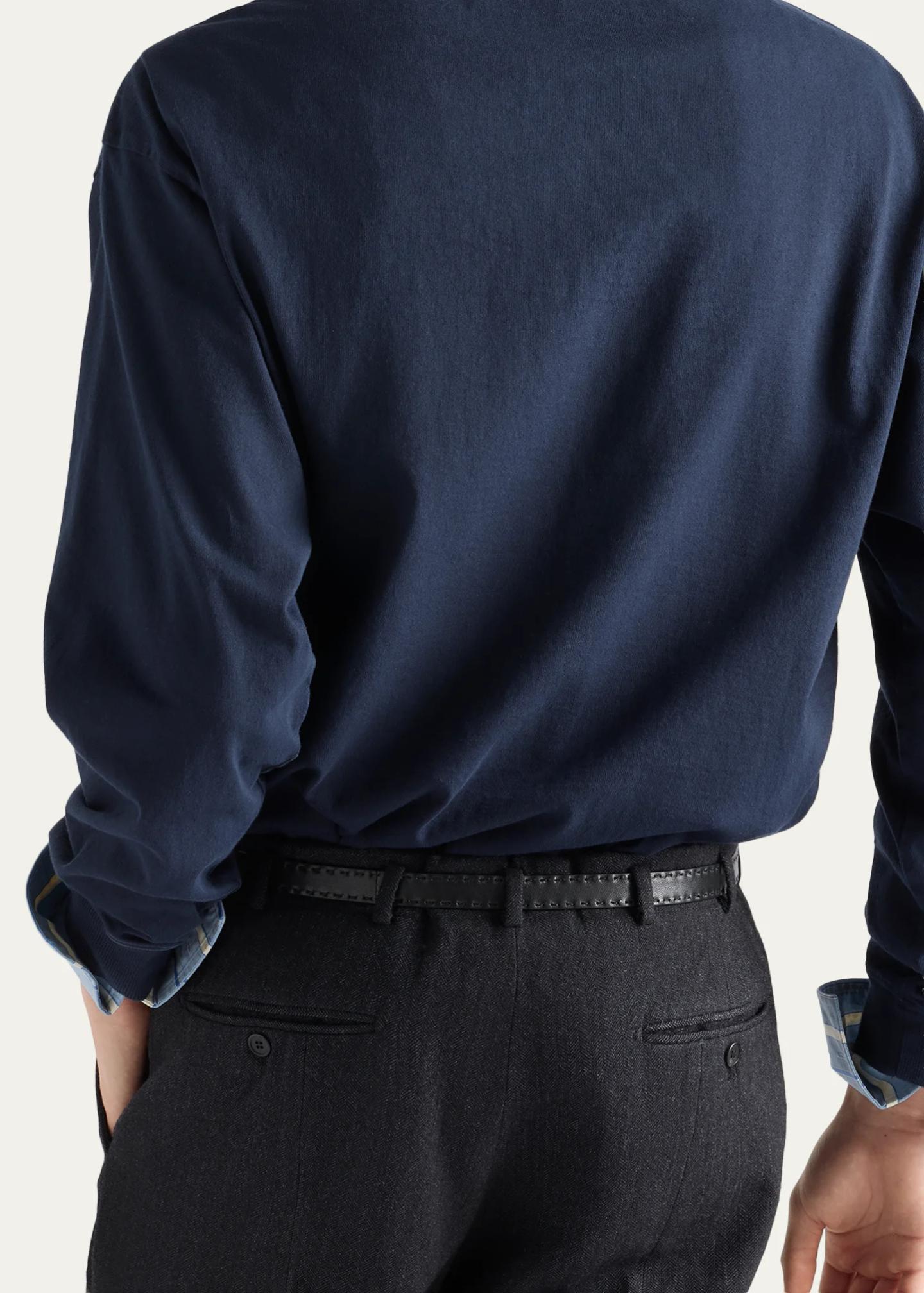 Prada Men's Long-Sleeved Cotton Polo Shirt - Bergdorf Goodman