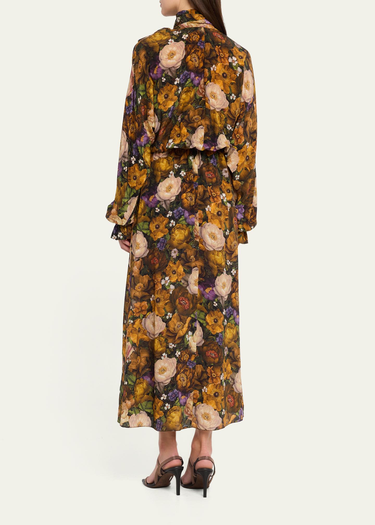 Adam Lippes Seraphina Silk Long-Sleeve Floral Dress - Bergdorf Goodman