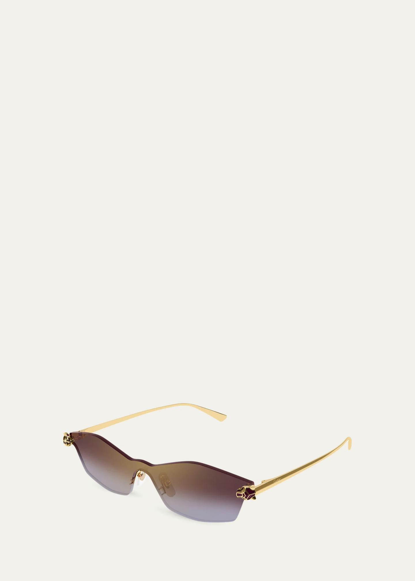 Cartier Panthère Classic 24k Gold-Plated Rimless Shield Sunglasses ...