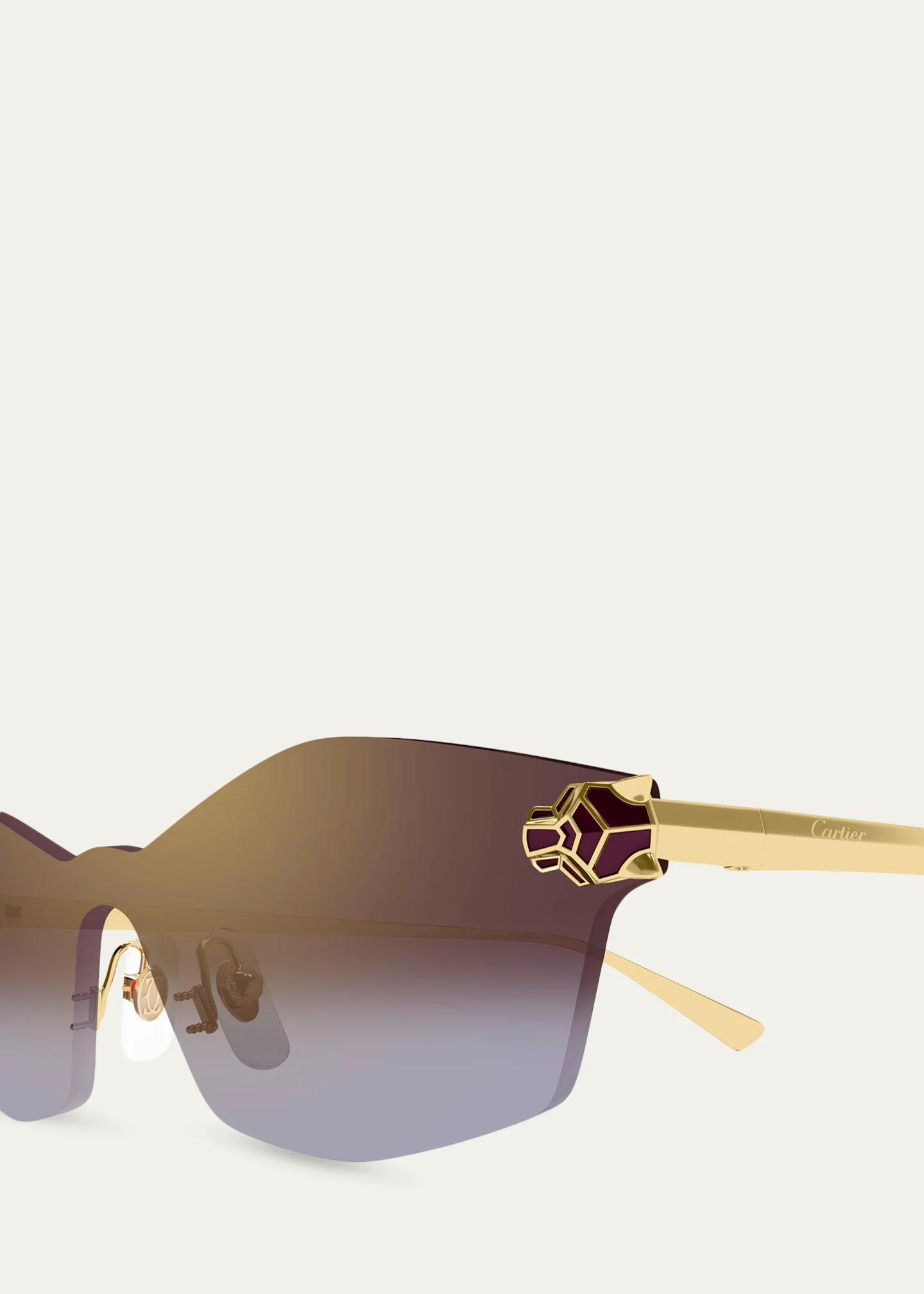 Cartier Panthère Classic 24k Gold-Plated Rimless Shield Sunglasses ...