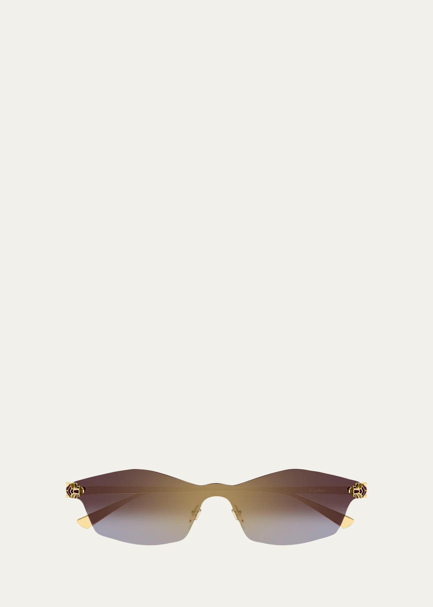 Cartier Panthère Classic 24k Gold-Plated Rimless Shield Sunglasses ...