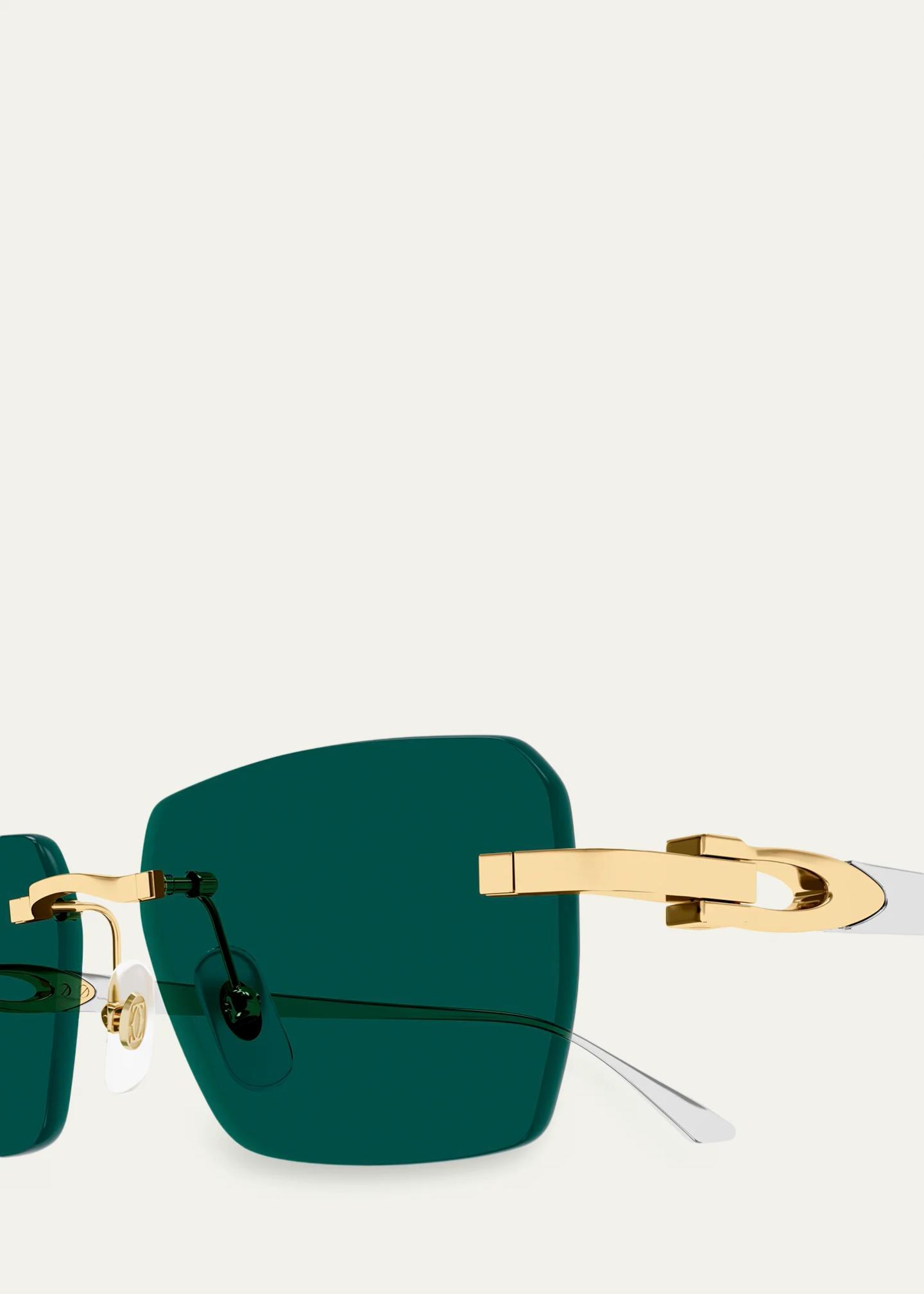 Cartier Men's Rimless Metal and Nylon Rectangle Sunglasses - Bergdorf ...