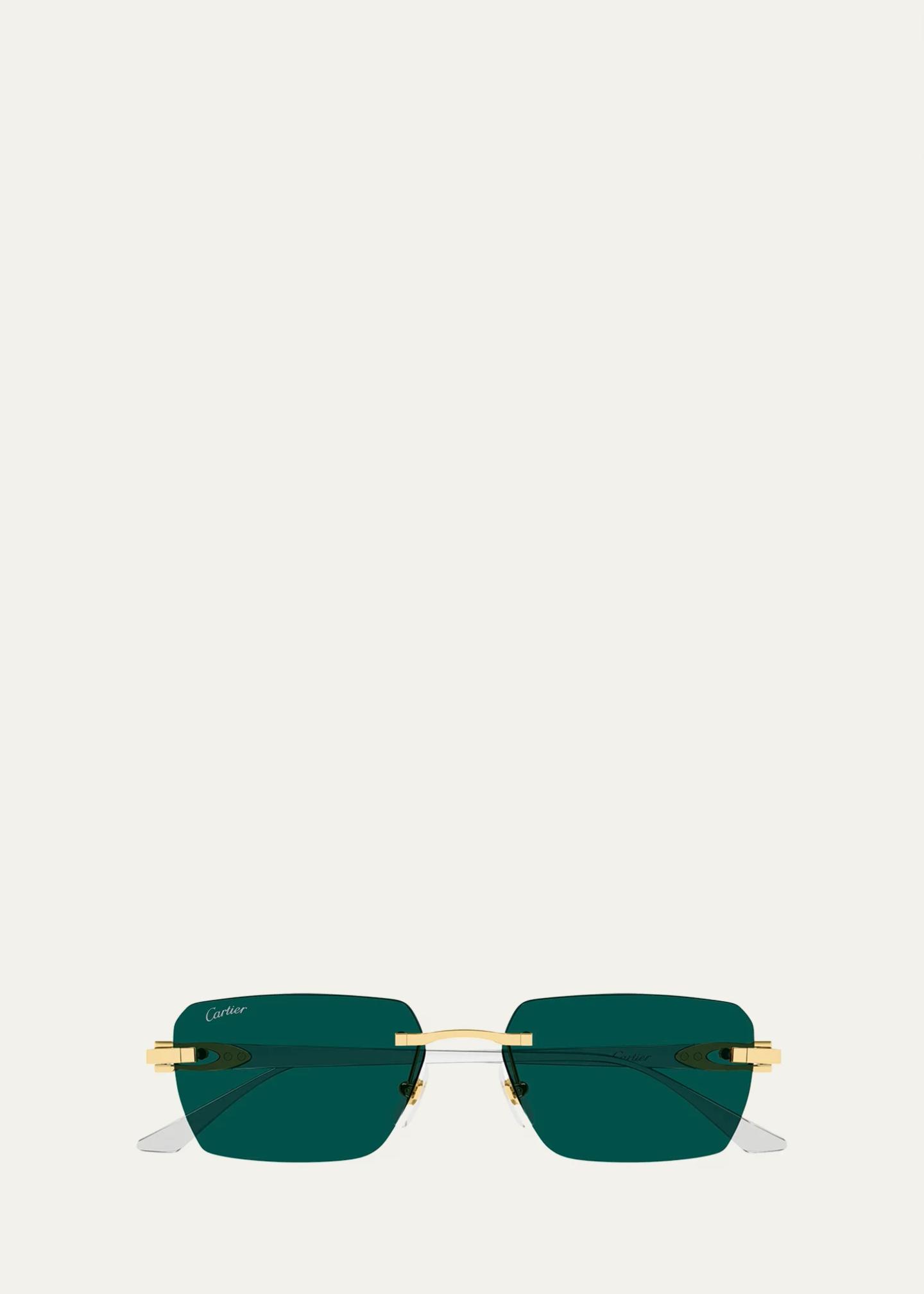 Cartier Men's Rimless Metal and Nylon Rectangle Sunglasses - Bergdorf ...
