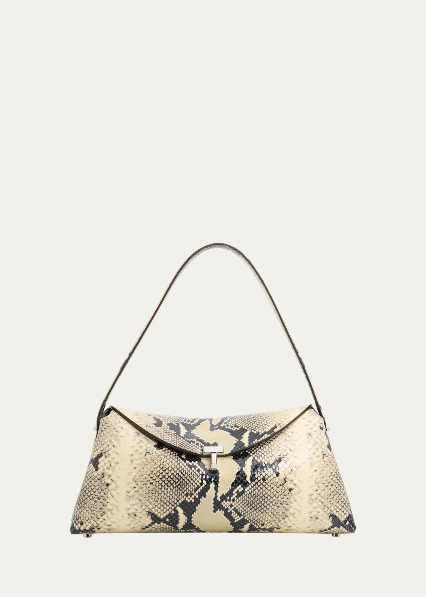 Toteme T-Lock Python-Embossed Leather Shoulder Bag - Bergdorf Goodman