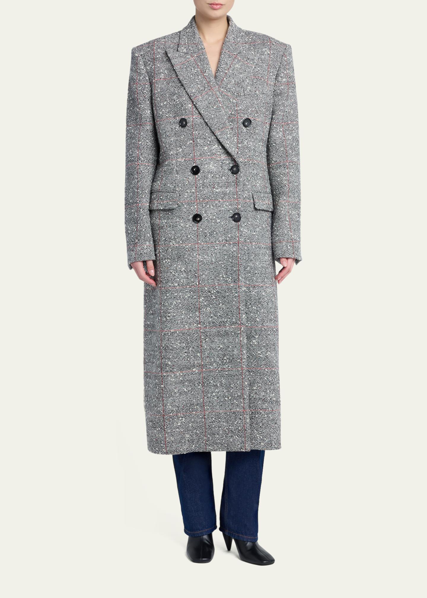 Stella McCartney Double-Breasted Check Boucle Long Coat - Bergdorf Goodman