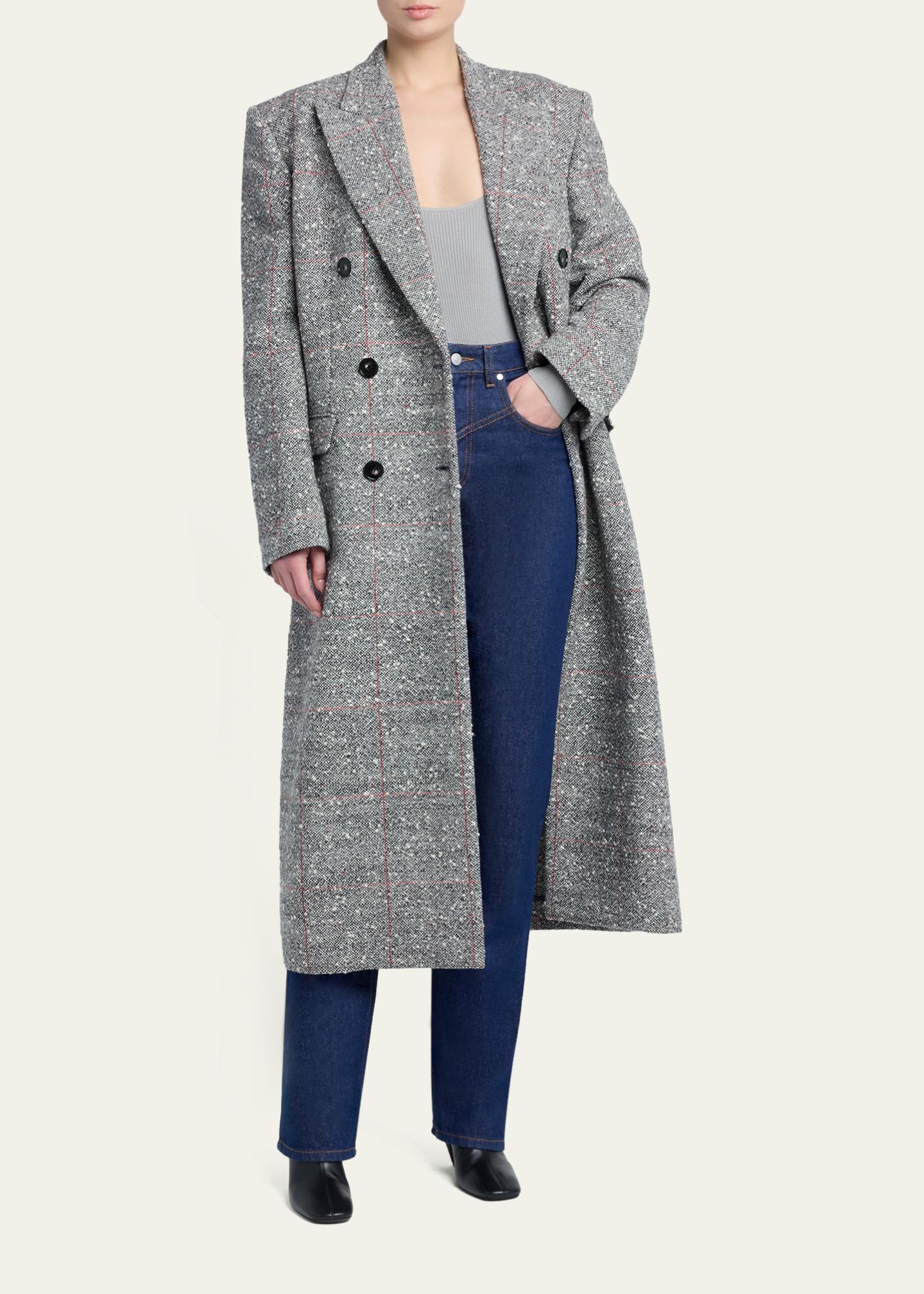 Stella McCartney Double-Breasted Check Boucle Long Coat - Bergdorf Goodman