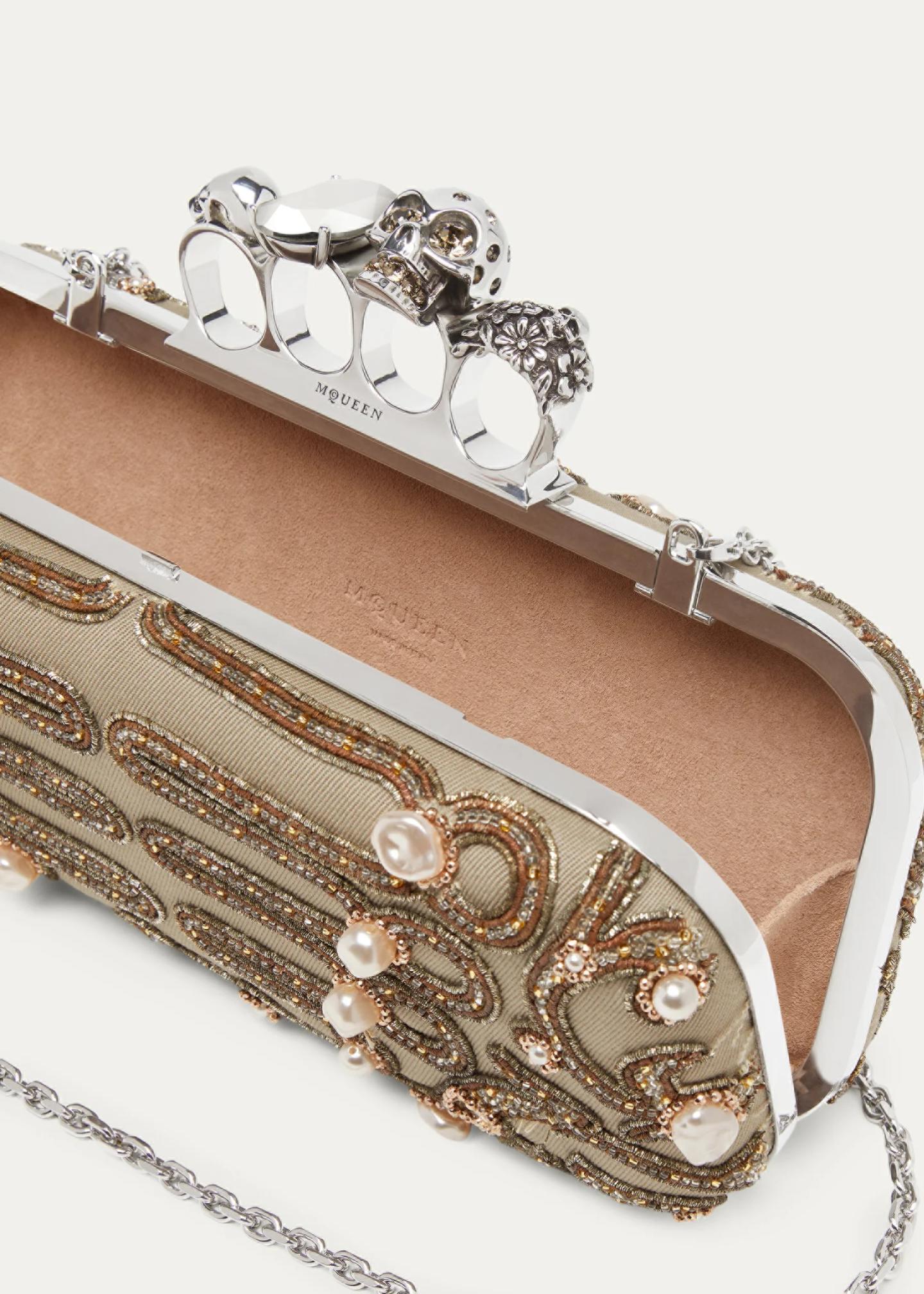 McQueen Long Embroidered Knuckle Clutch Bag - Bergdorf Goodman