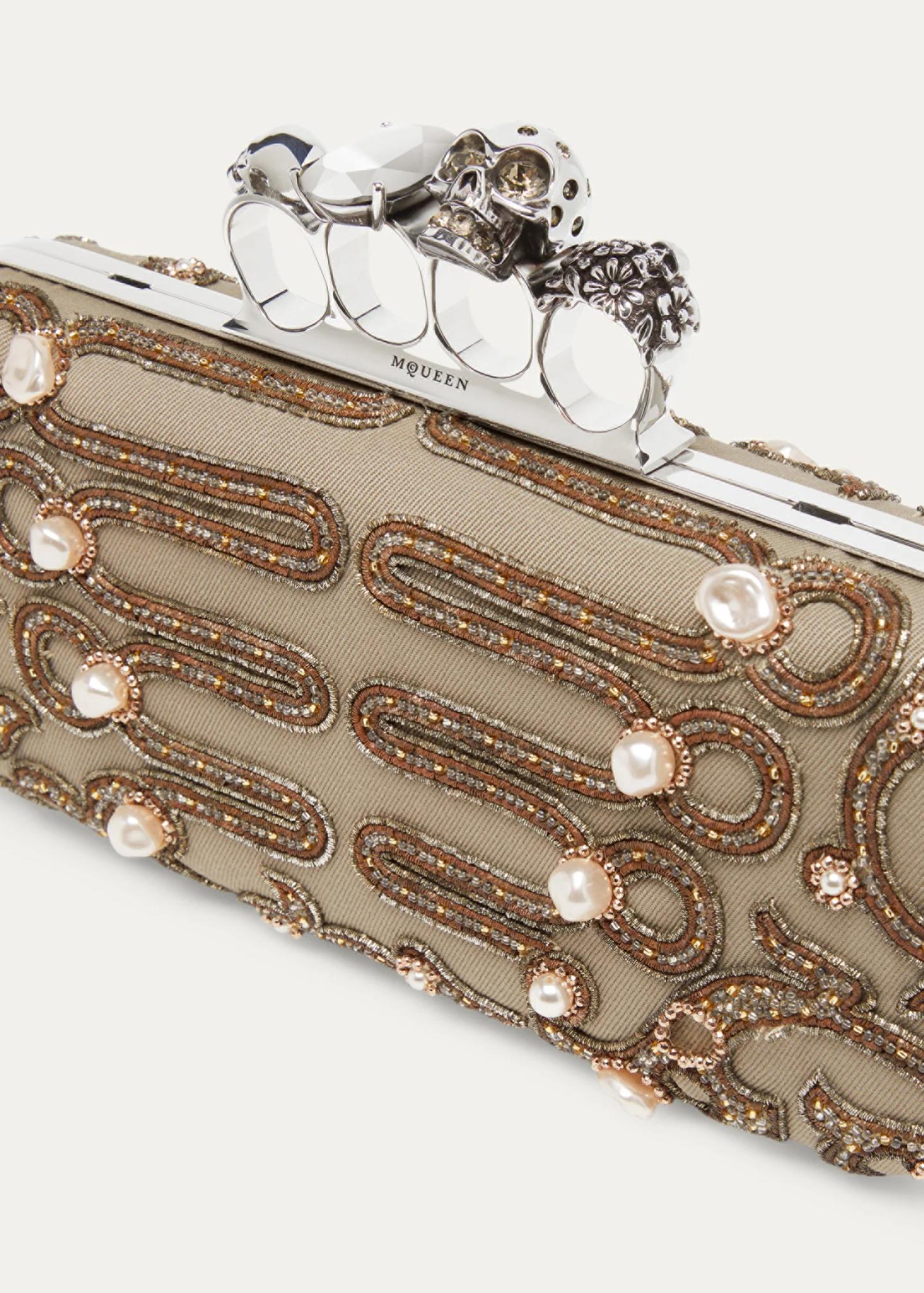 McQueen Long Embroidered Knuckle Clutch Bag - Bergdorf Goodman