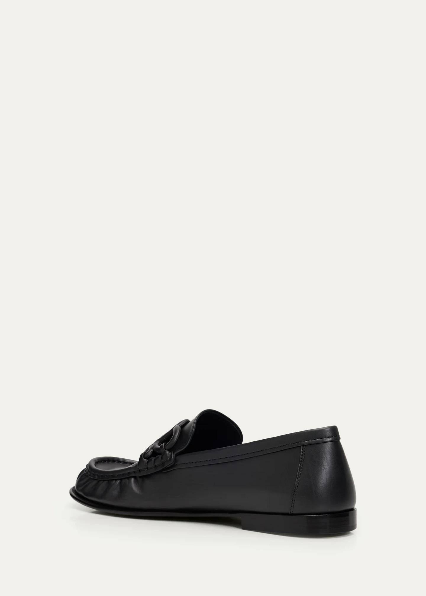 LOEWE Double L Leather Loafers - Bergdorf Goodman