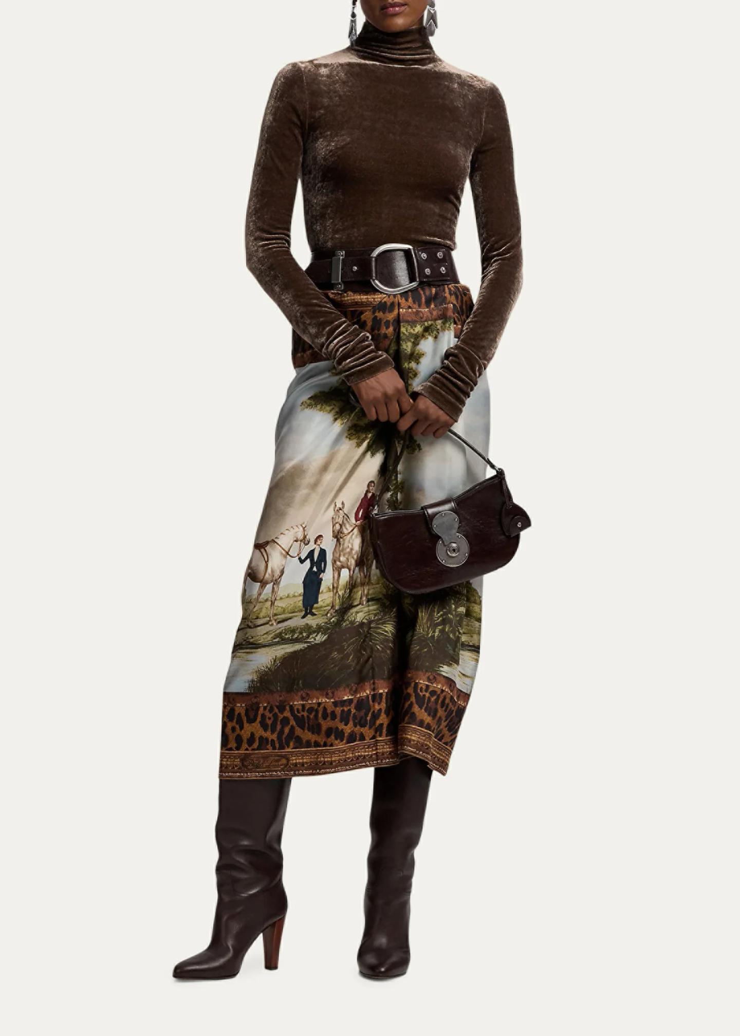 Ralph Lauren Collection Debbie Scenic-Print Silk Twill Skirt
