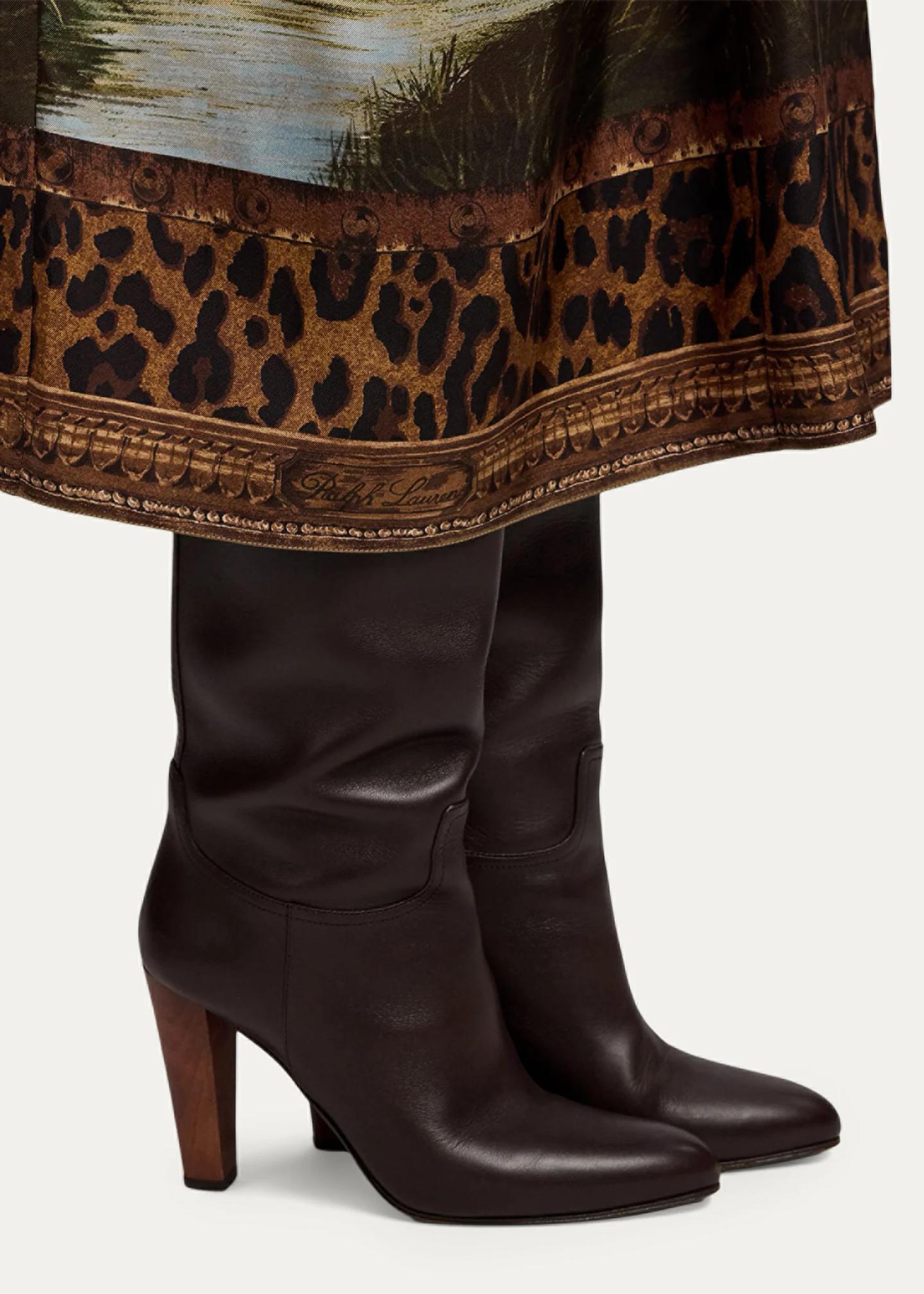 Ralph Lauren Collection Debbie Scenic-Print Silk Twill Skirt