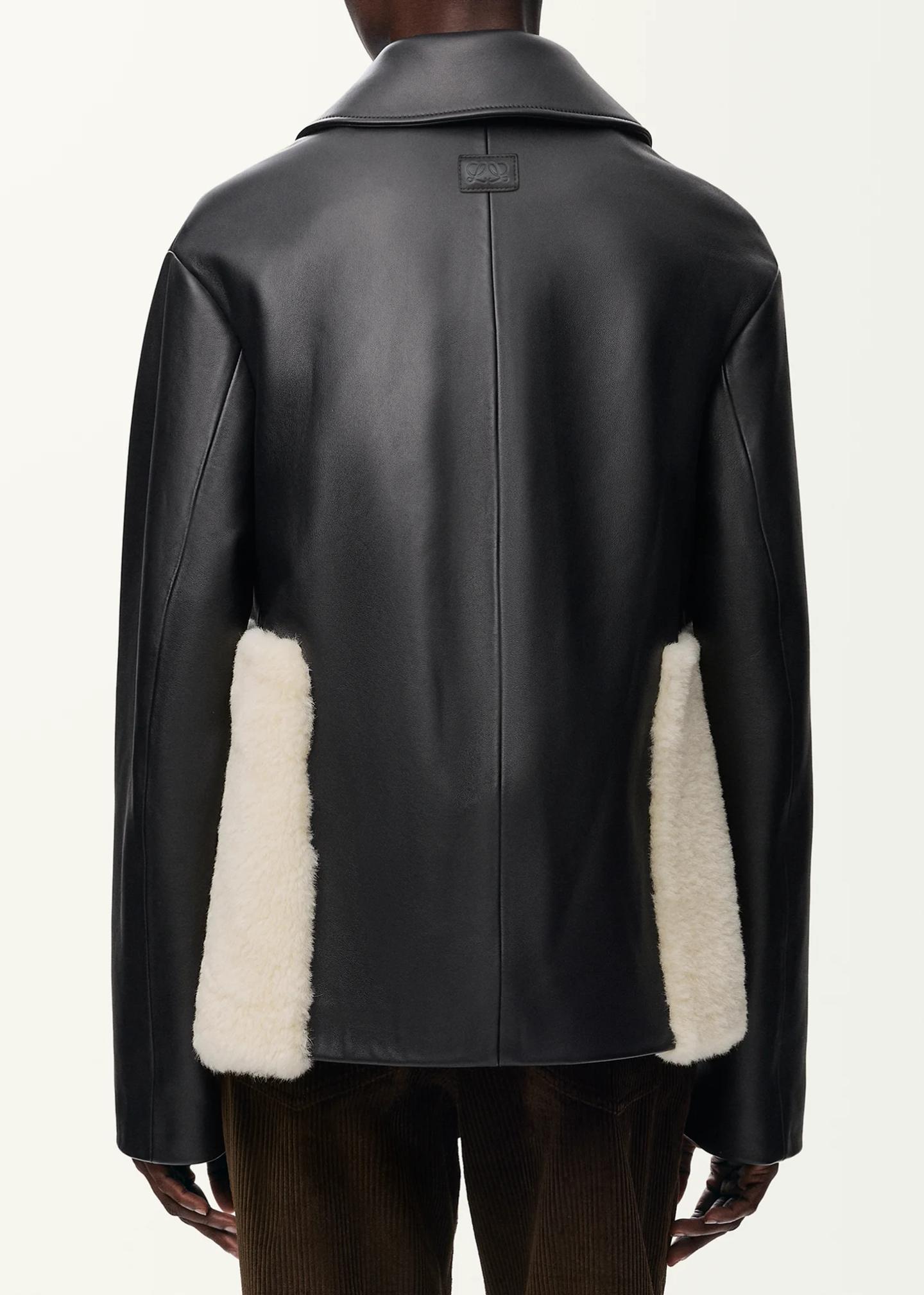 LOEWE Leather & Lamb Shearling Single-Breasted Jacket - Bergdorf