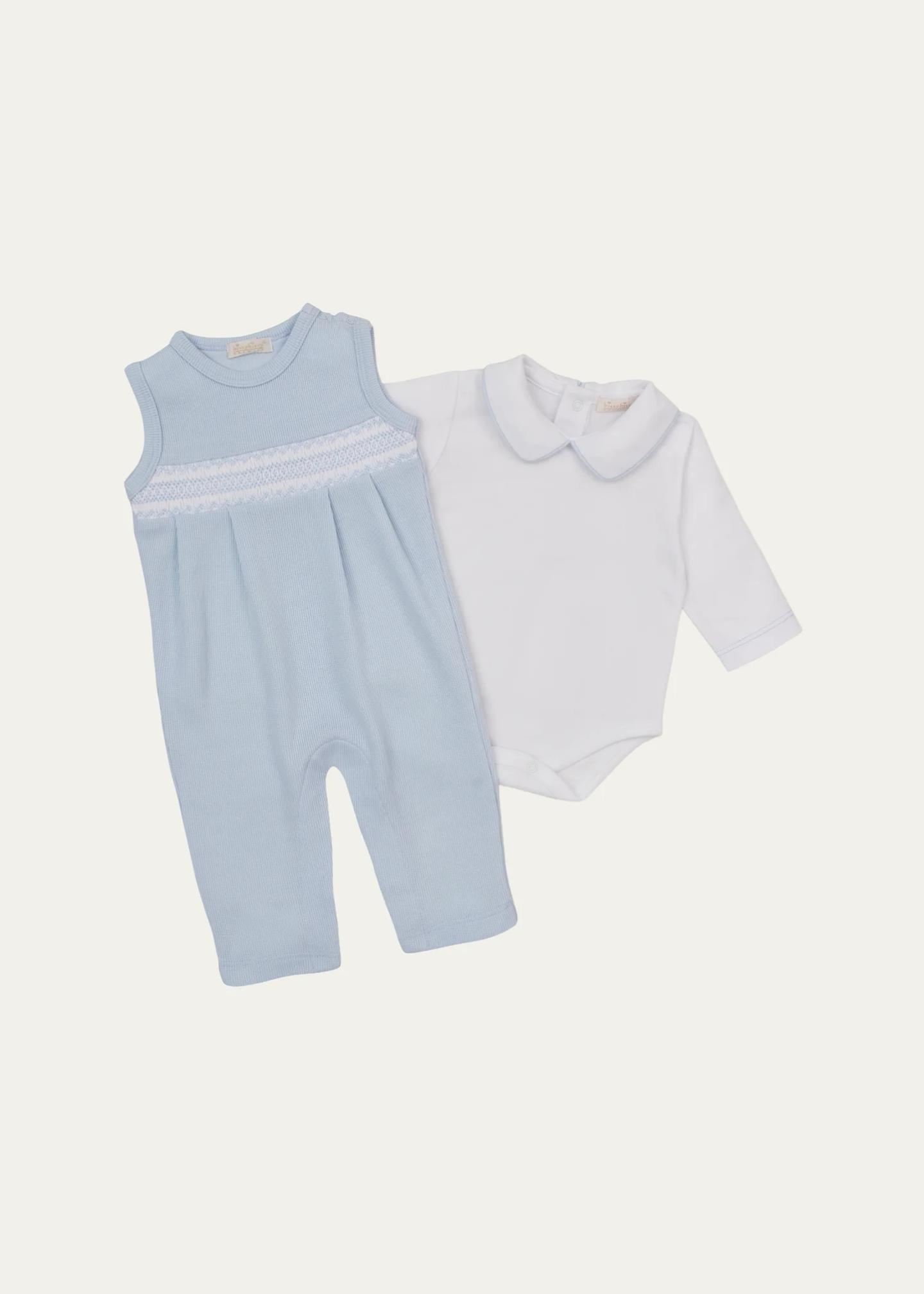 Kissy Kissy Boy's Smocked Overalls & Bodysuit Set, Size 0M-9M ...
