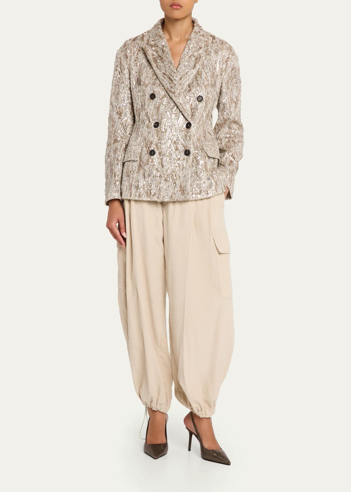 Brunello Cucinelli Cotton-Cashmere Corduroy Baggy Wide-Leg Cargo Pants ...