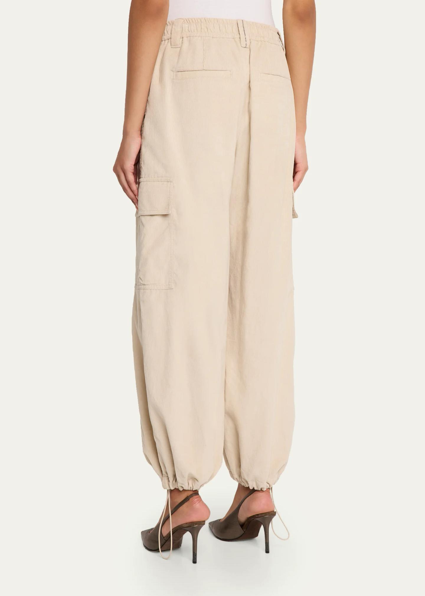 Brunello Cucinelli Cotton-Cashmere Corduroy Baggy Wide-Leg Cargo Pants ...