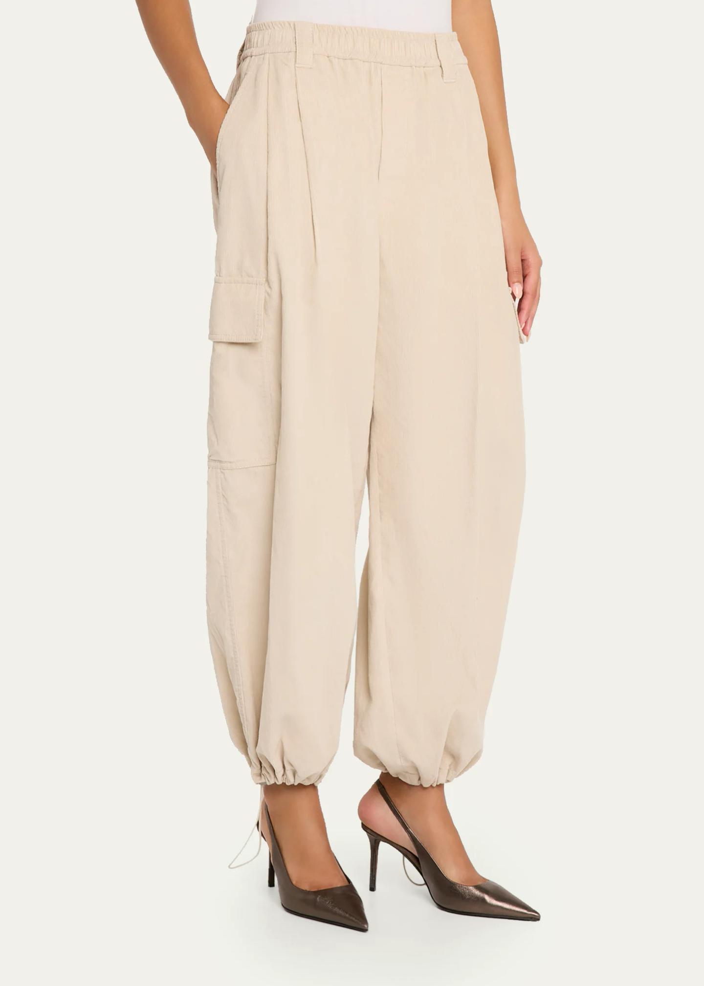 Brunello Cucinelli Cotton-Cashmere Corduroy Baggy Wide-Leg Cargo Pants ...
