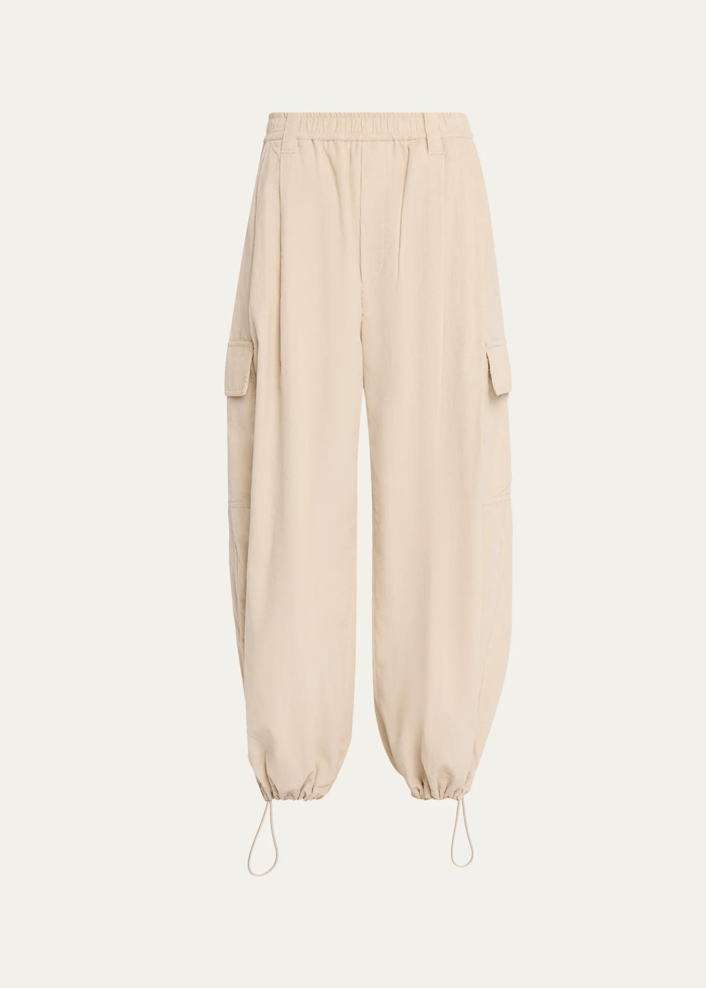 Brunello Cucinelli Cotton-Cashmere Corduroy Baggy Wide-Leg Cargo Pants ...