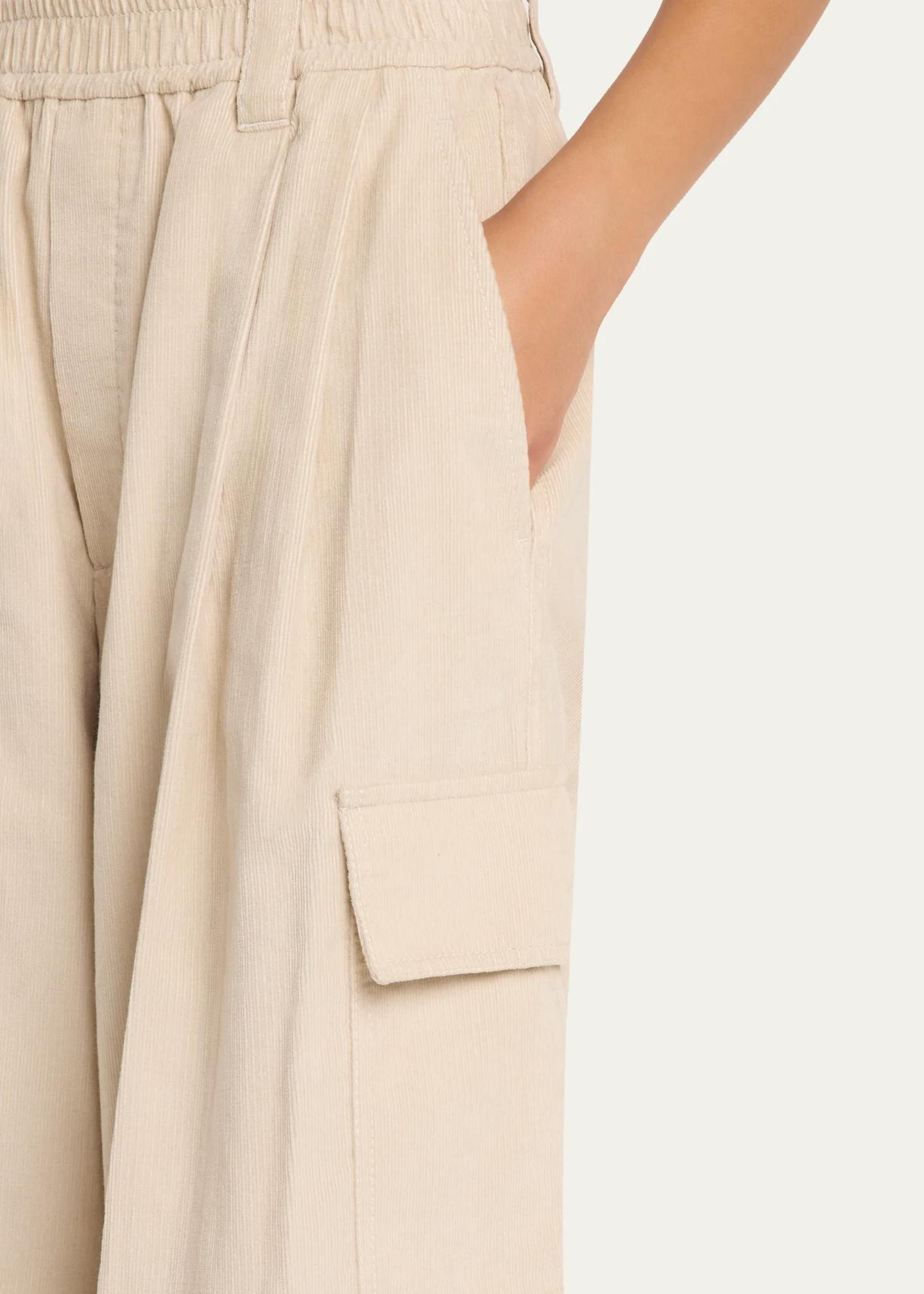 Brunello Cucinelli Cotton-Cashmere Corduroy Baggy Wide-Leg Cargo Pants ...