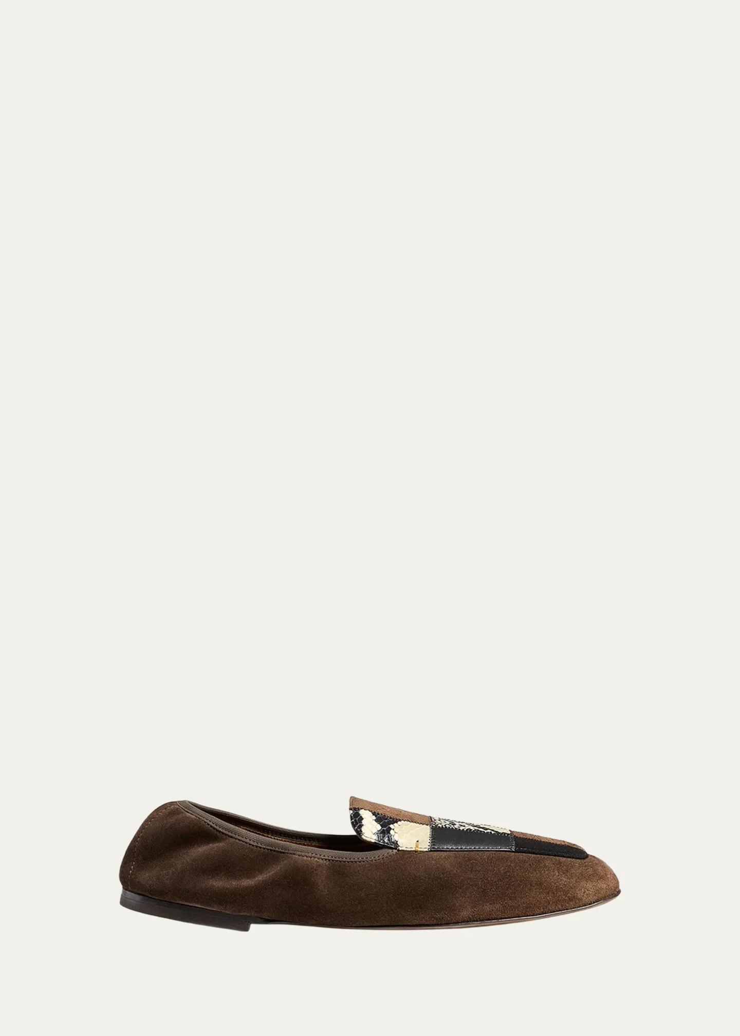 Khaite Zoe Patchwork Leather Loafers - Bergdorf Goodman