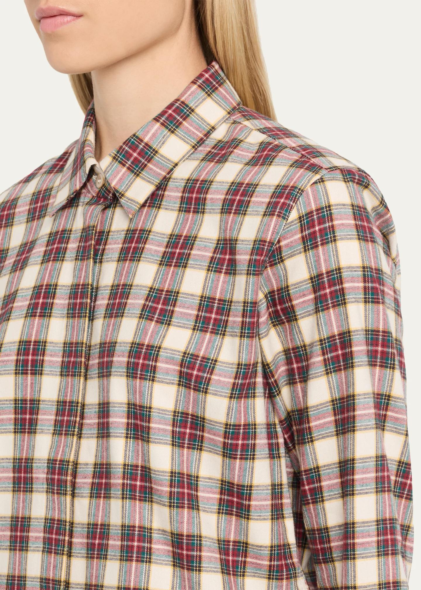 Dries Van Noten Check Cotton Flannel Button-Down Shirt - Bergdorf Goodman