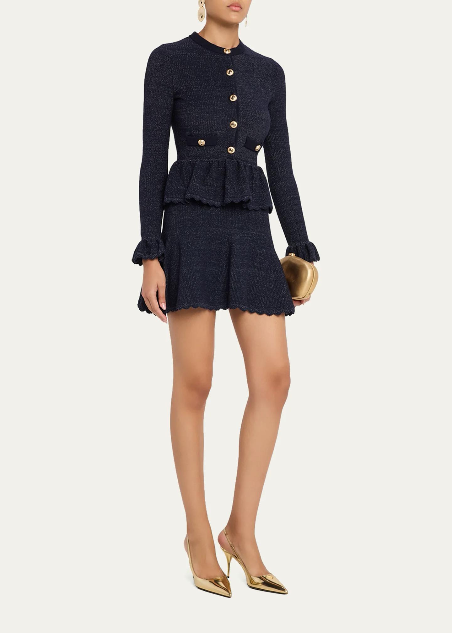 self portrait textured knit mini dress | Blue | Size S MP346-04
