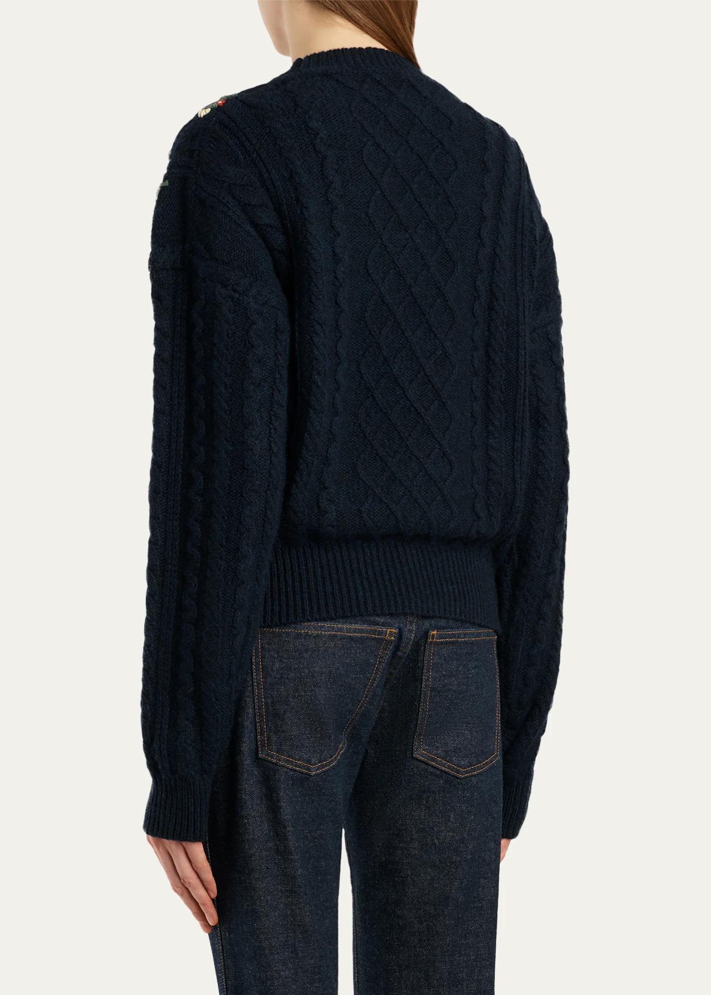 Khaite Elias Floral-Embroidered Cashmere Sweater - Bergdorf Goodman