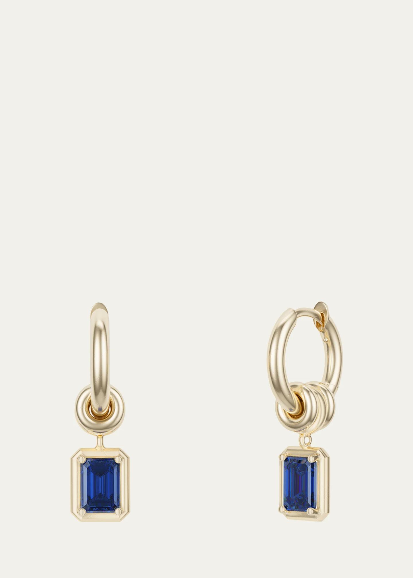 Spinelli Kilcollin Zahra 18K Gold Emerald-Cut Blue Sapphire Huggie Drop ...