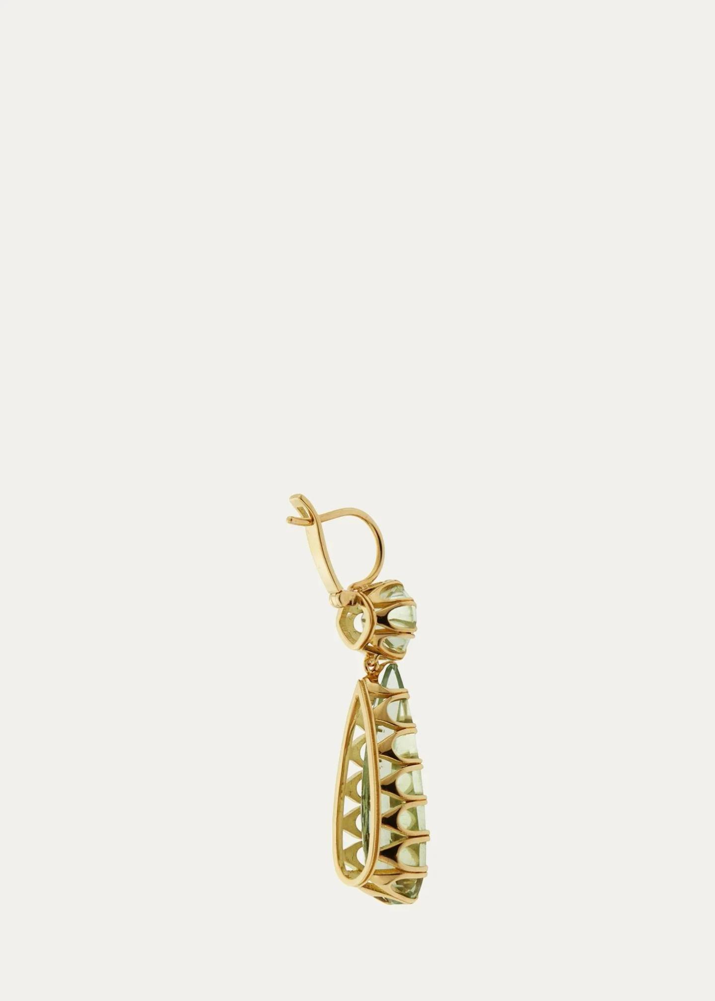 Ileana Makri 18K Yellow Gold Double Crown Drop Earrings with Green ...