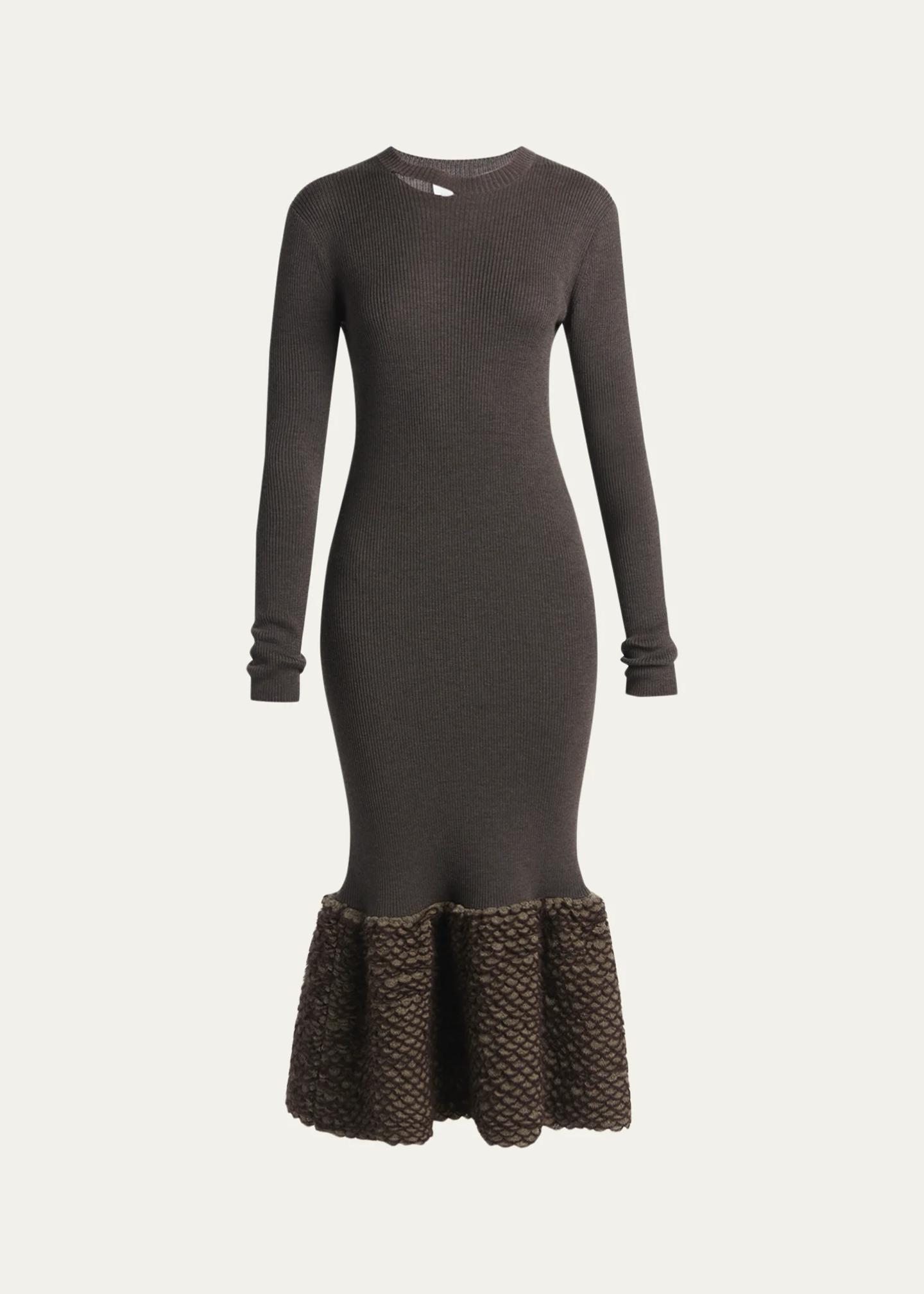 mcqueen knit dress Rib-Knit Wool Midi velveteen toddler dress