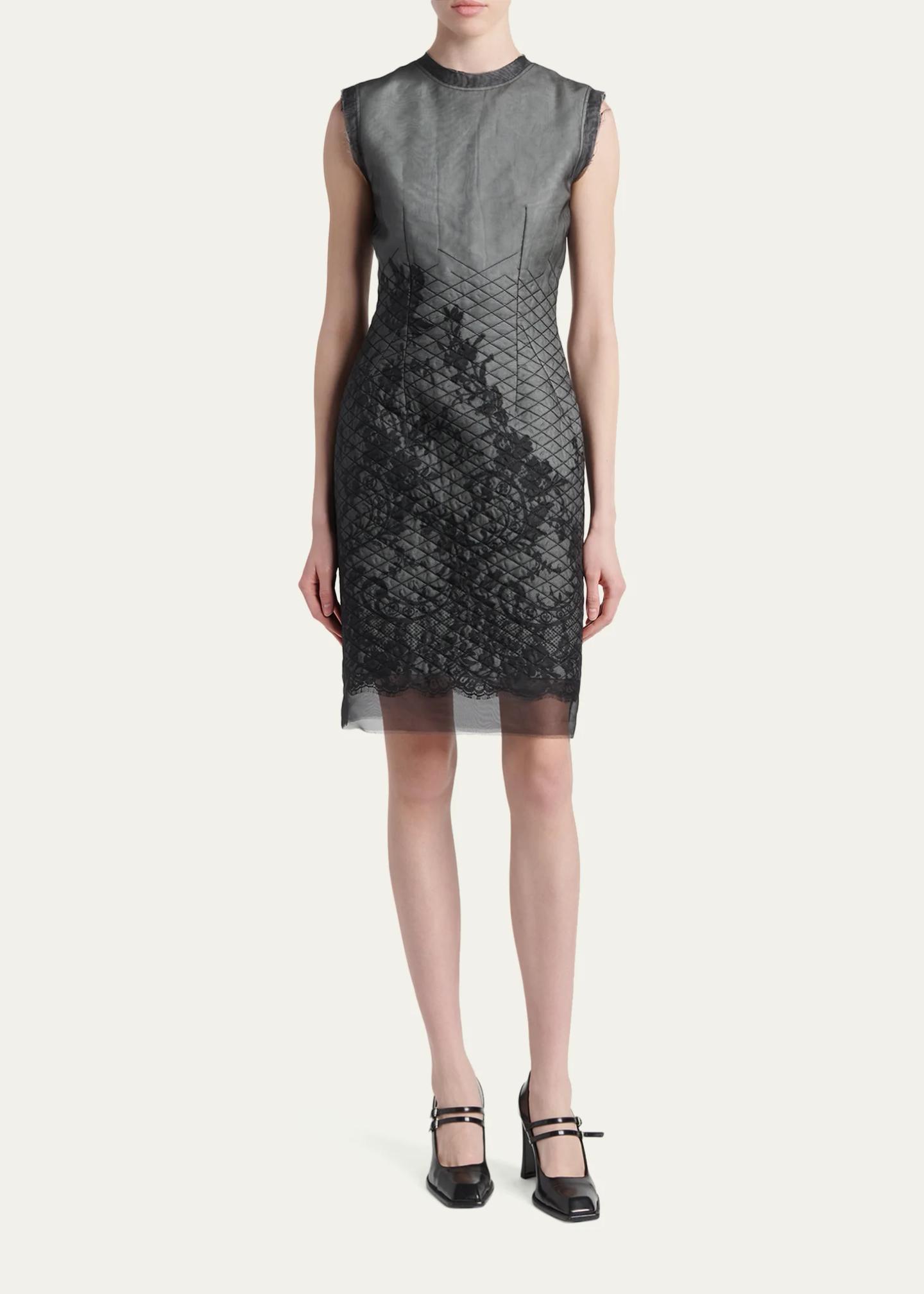 McQueen Quilted Lace Dress - Bergdorf Goodman